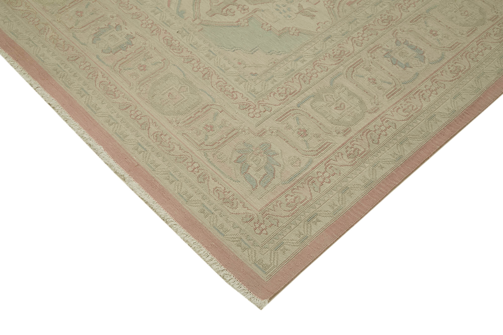 Handmade Wool Cotton Rug - Classic Beige Area Rug 9'5''x13'6'' | Durable Natural Fiber