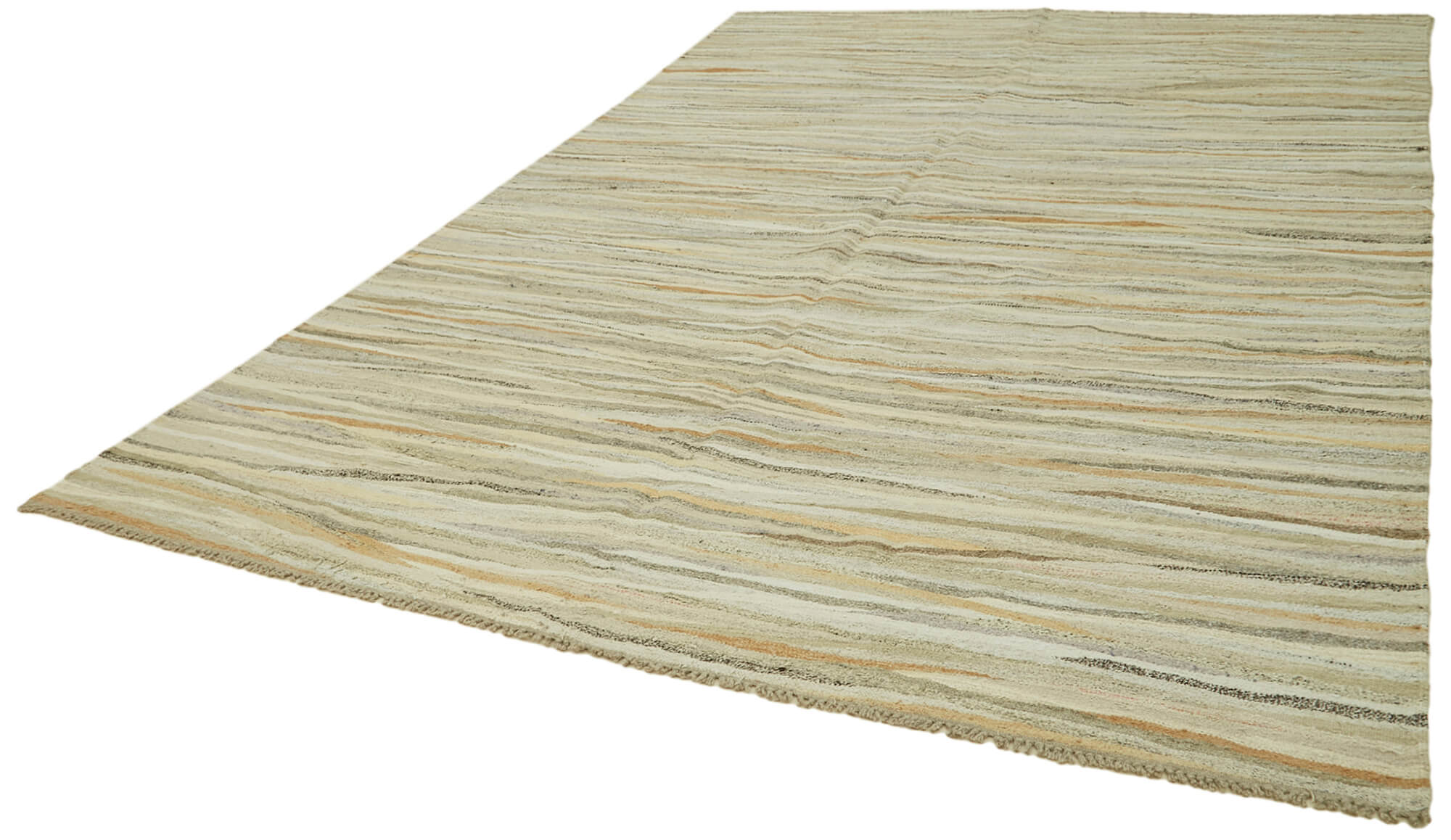 Handmade Hemp Rug – Beige Geometric Area Rug with Durable Cotton Base 8'2''x11'7''