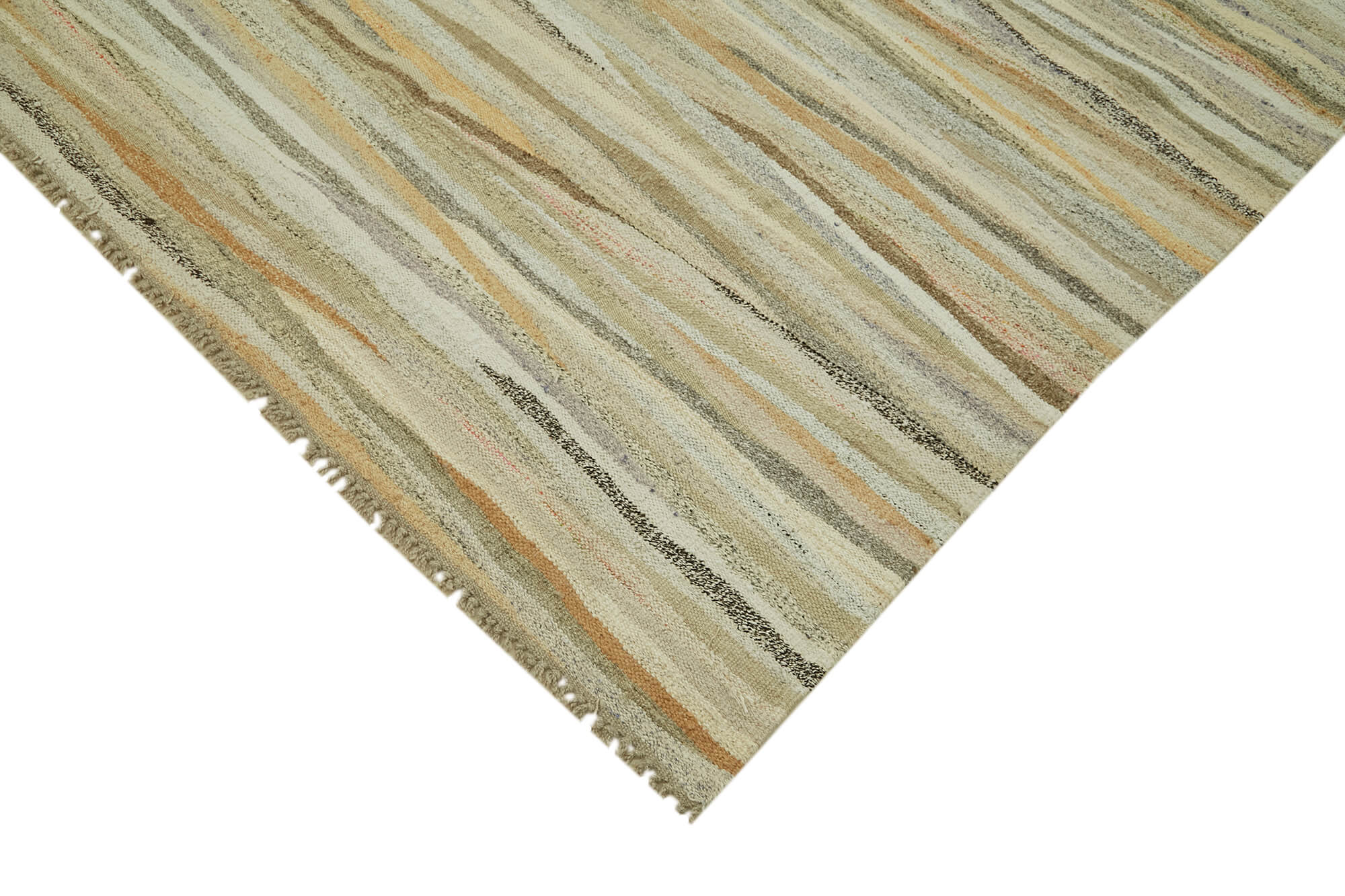 Handmade Hemp Rug – Beige Geometric Area Rug with Durable Cotton Base 8'2''x11'7''