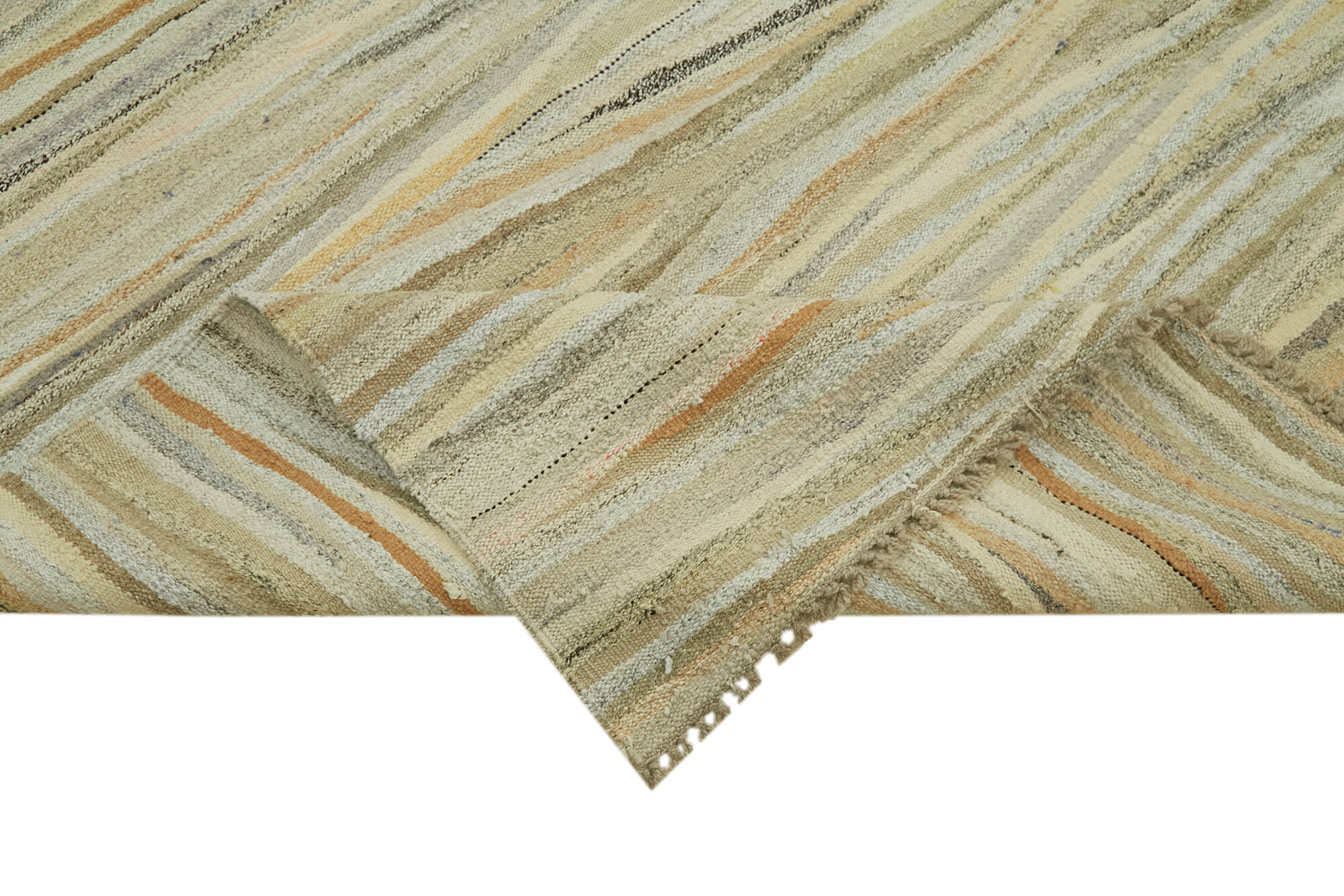 Handmade Hemp Rug – Beige Geometric Area Rug with Durable Cotton Base 8'2''x11'7''