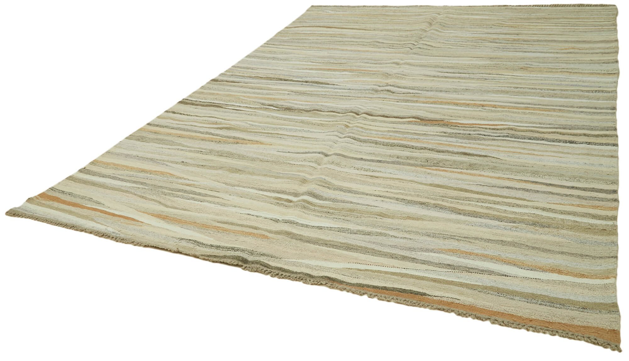 Handmade Hemp Rug | Vintage Turkish Rug 8x12 – Durable Cotton Blend, Geometric Area Rug Beige