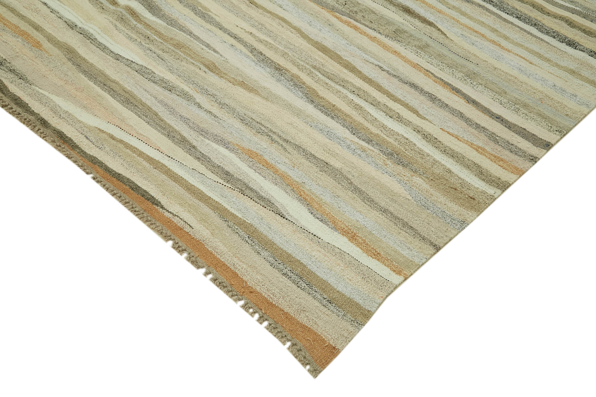 Handmade Hemp Rug | Vintage Turkish Rug 8x12 – Durable Cotton Blend, Geometric Area Rug Beige