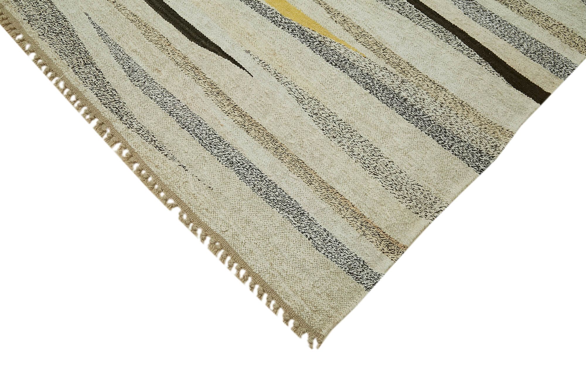 Handmade Hemp Rug – Kendir Beige Geometric Area Rug 8'1'' x 11'11'' | Eco Friendly Durable Mat