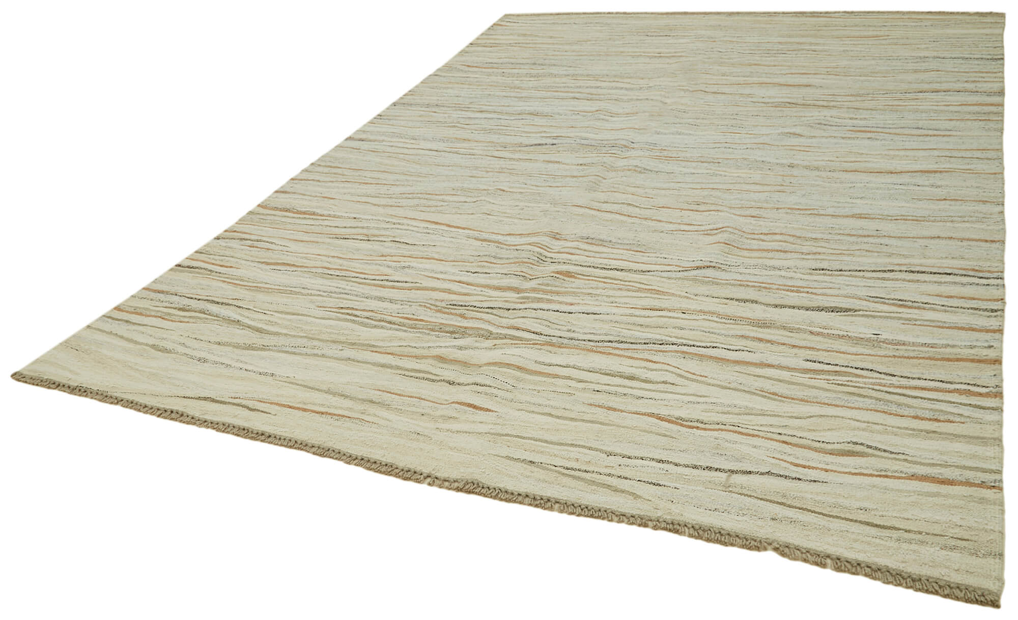 Handmade Hemp Rug – Beige Wool Carpet With Geometric Area Rug Pattern 8'2''x11'6''