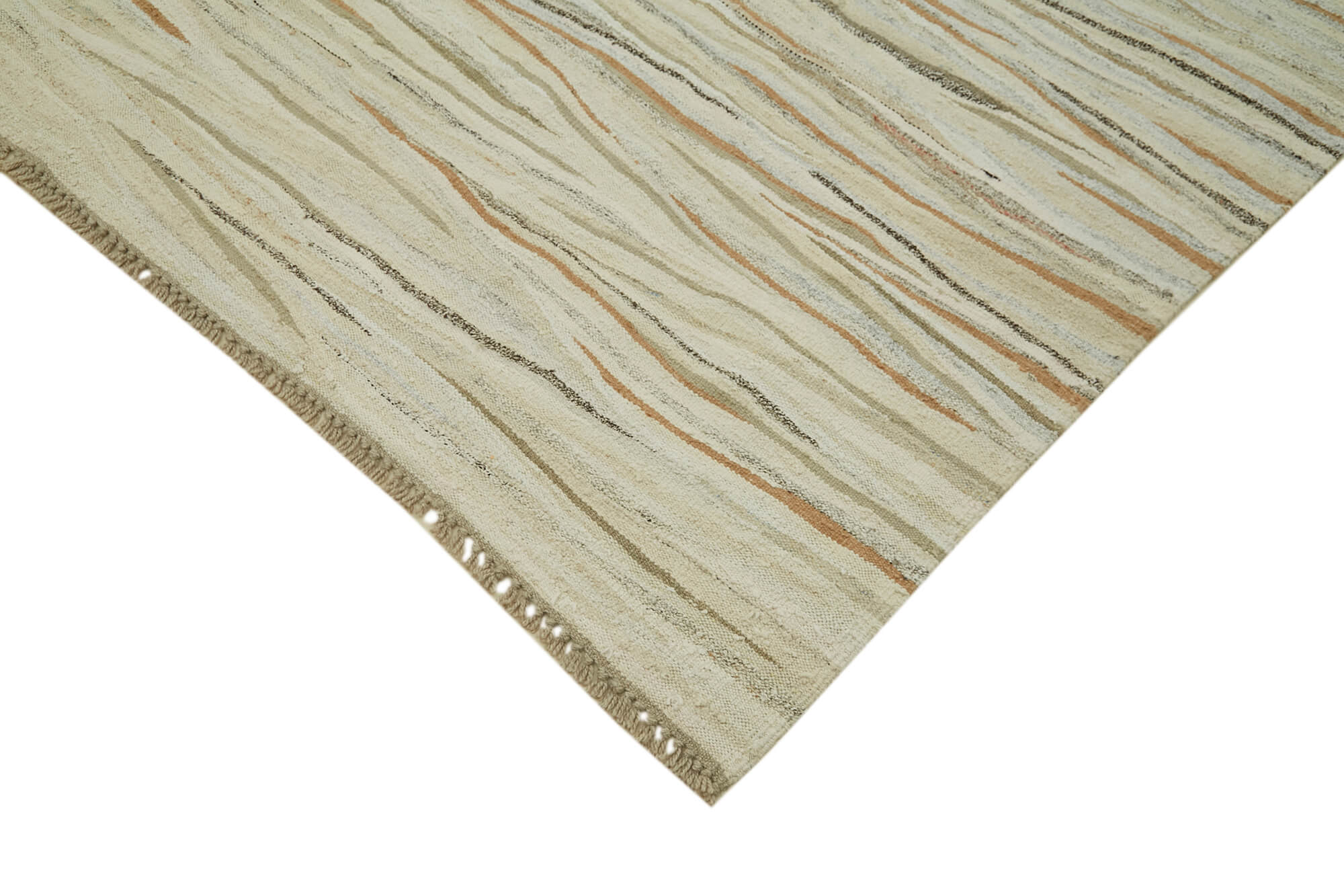 Handmade Hemp Rug – Beige Wool Carpet With Geometric Area Rug Pattern 8'2''x11'6''