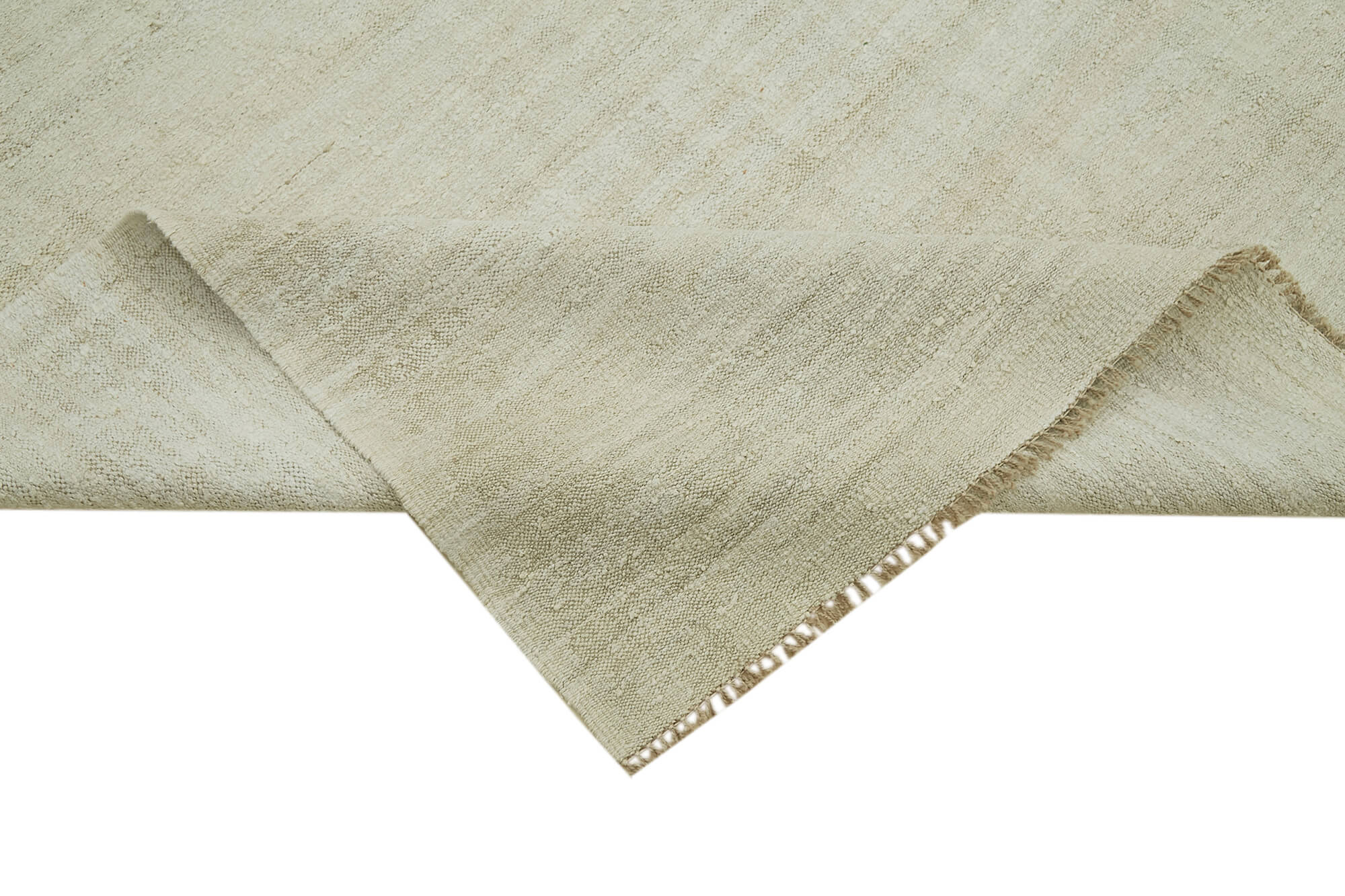 Handmade Hemp Rug – Kendir Beige Geometric Area Rug 7'9'' x 11'2'' Cotton Wool Blend