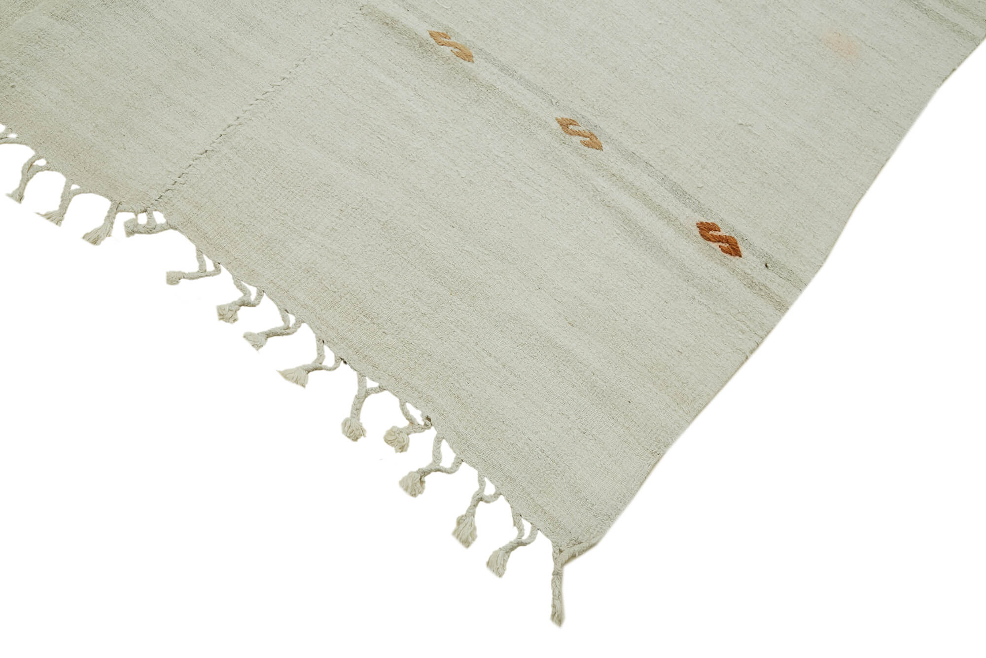 Handmade Hemp Rug - Kendir White Geometric Area Rug 6'1'' x 15'4'' Durable Natural Fiber