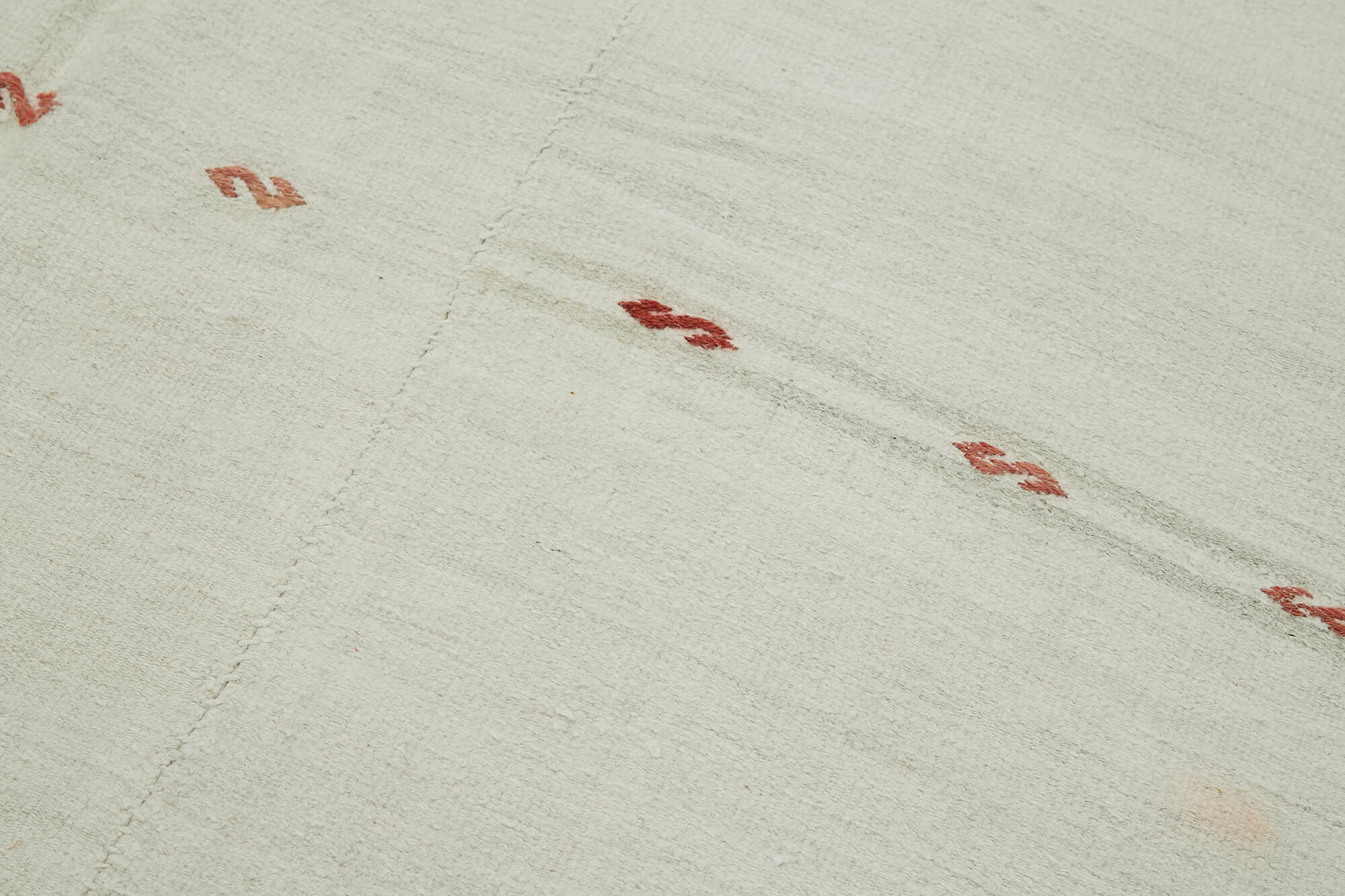 Handmade Hemp Rug - Kendir White Geometric Area Rug 6'1'' x 15'4'' Durable Natural Fiber