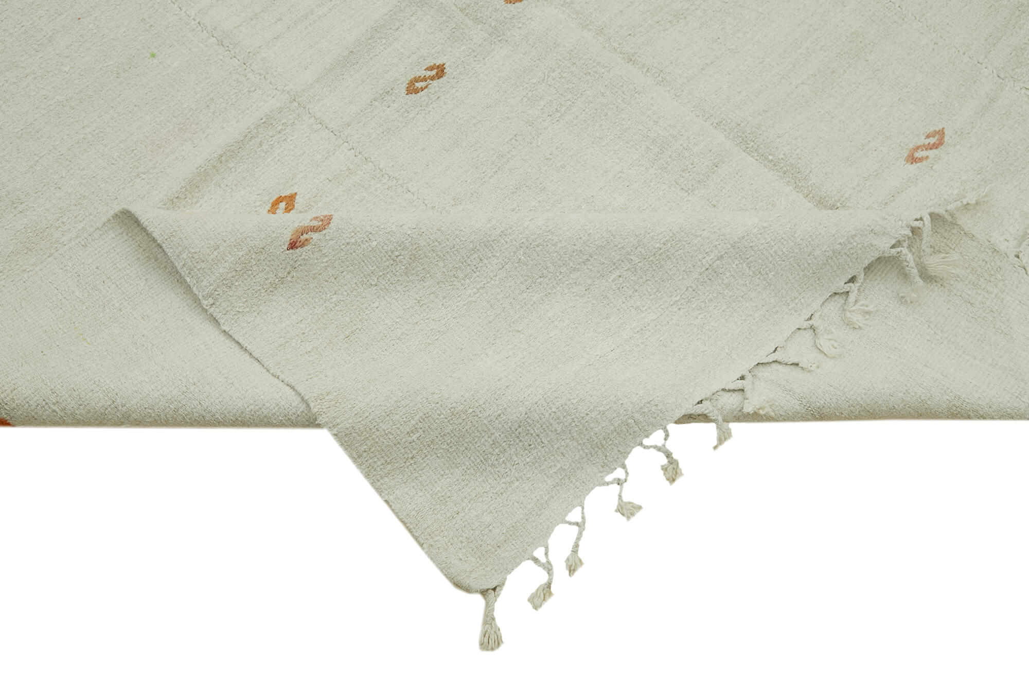 Handmade Hemp Rug - Kendir White Geometric Area Rug 6'1'' x 15'4'' Durable Natural Fiber