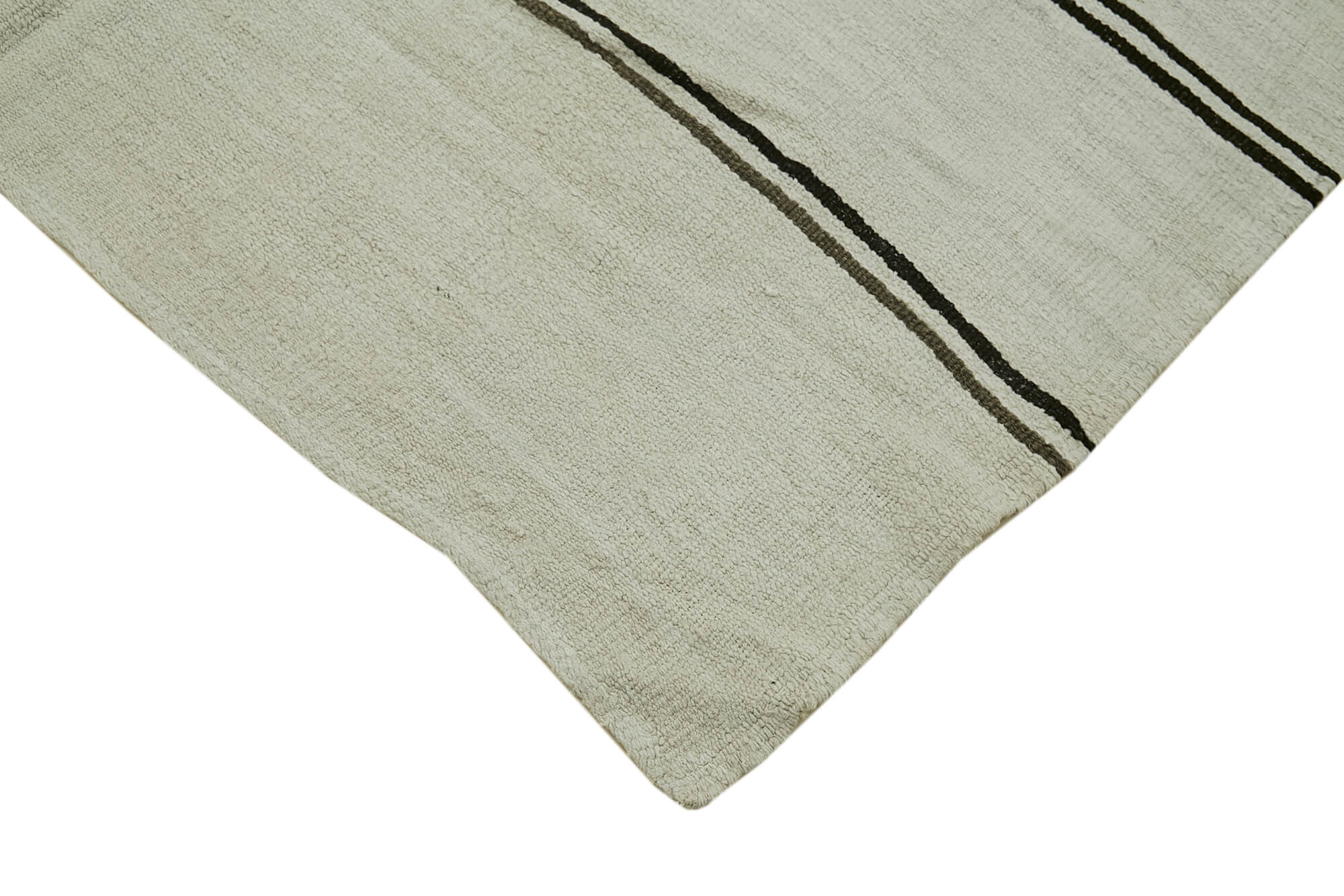 Handmade Hemp Rug – Kendir White Geometric Area Rug 5'5'' x 12'2'' | Cotton Wool Blend