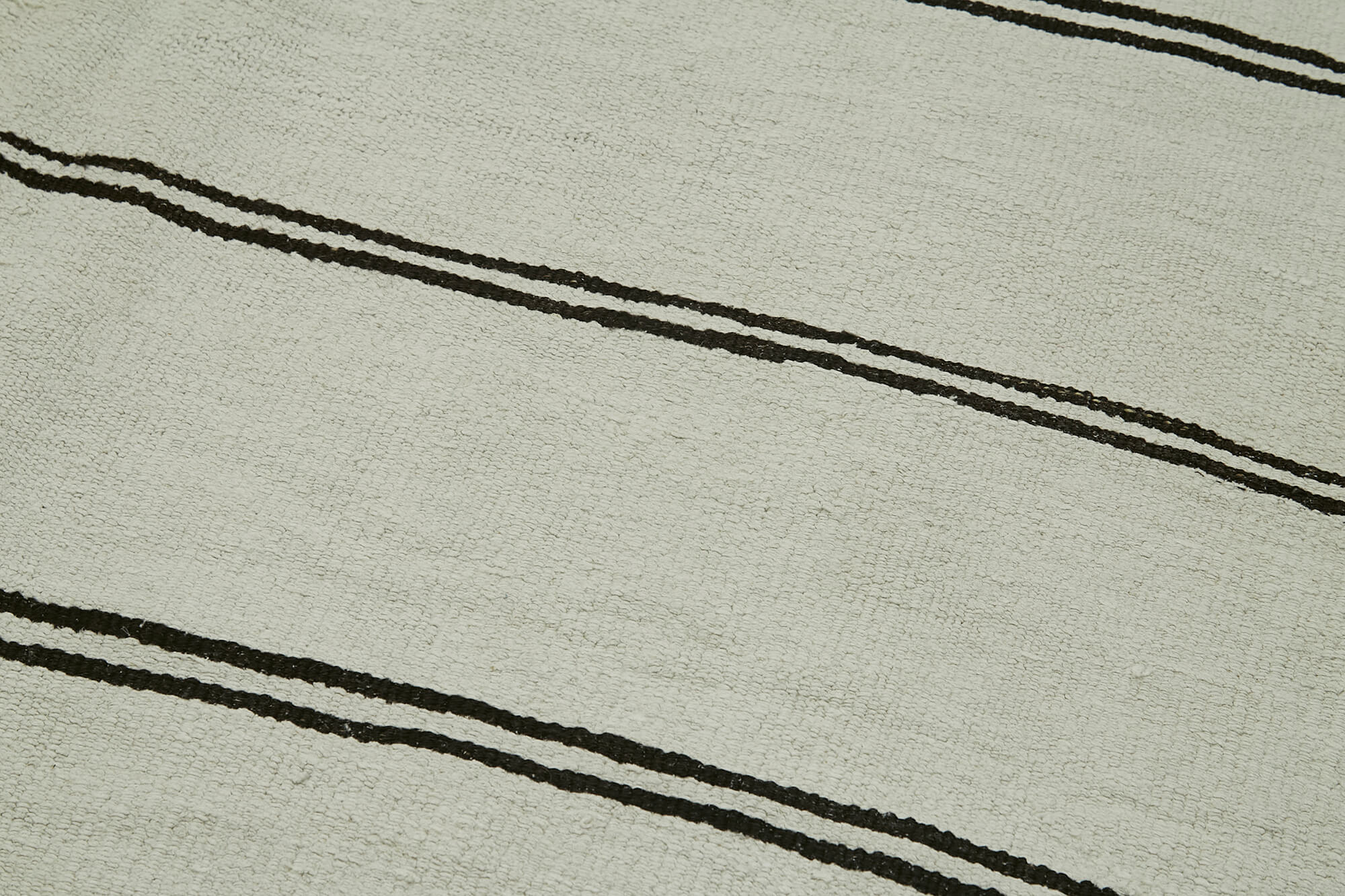Handmade Hemp Rug – Kendir White Geometric Area Rug 5'5'' x 12'2'' | Cotton Wool Blend