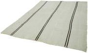 Handmade Hemp Rug – White Geometric Area Rug, Wool Cotton Blend, Eco Friendly