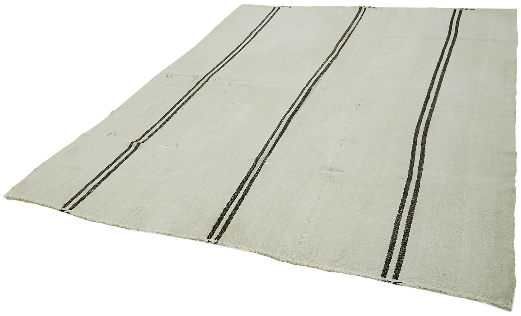 Handmade Hemp Rug – White Geometric Area Rug, Wool Cotton Blend, Eco Friendly