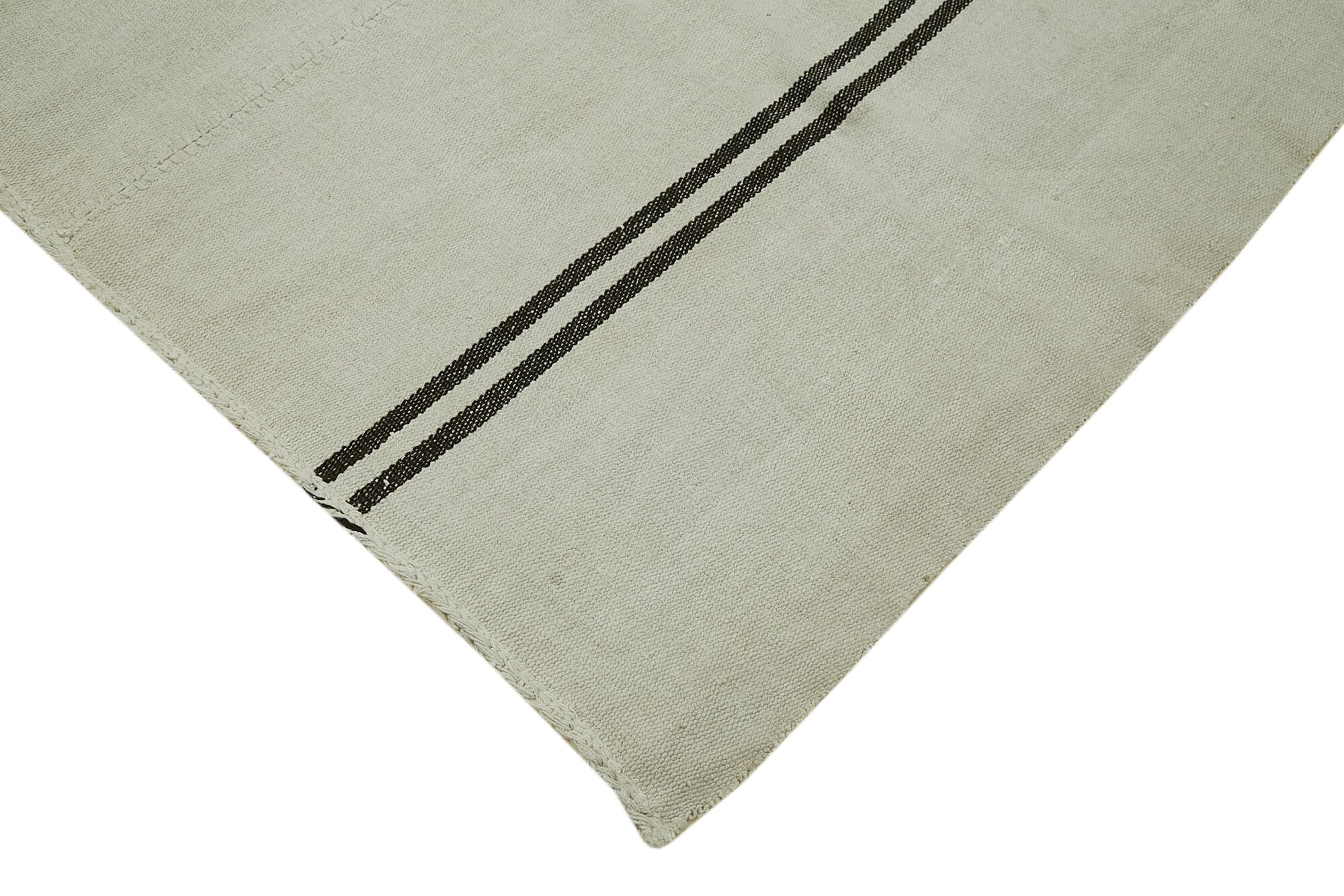 Handmade Hemp Rug – White Geometric Area Rug, Wool Cotton Blend, Eco Friendly