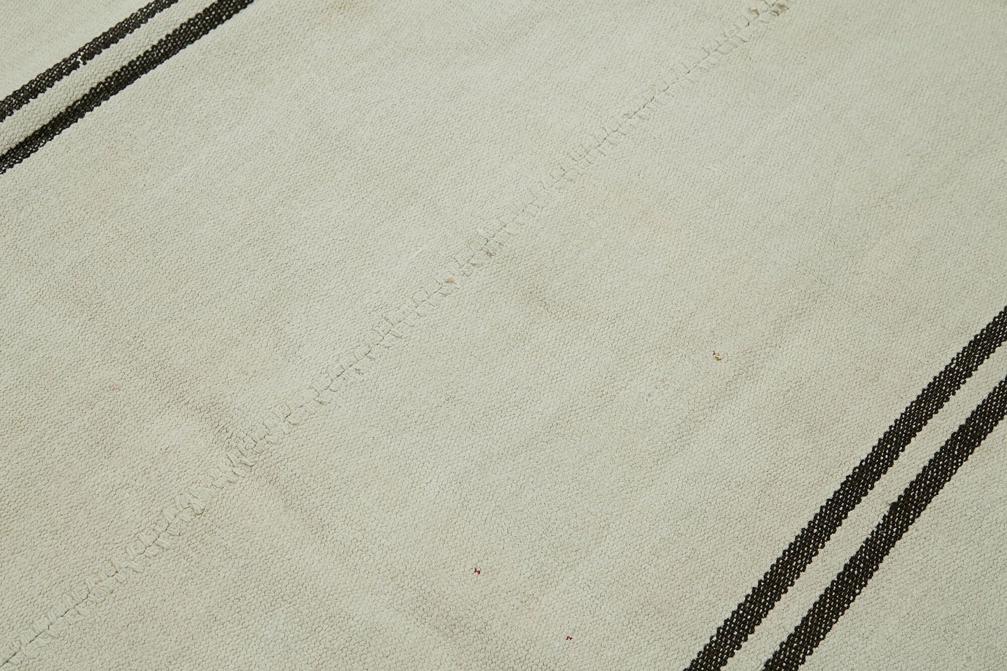 Handmade Hemp Rug – White Geometric Area Rug, Wool Cotton Blend, Eco Friendly