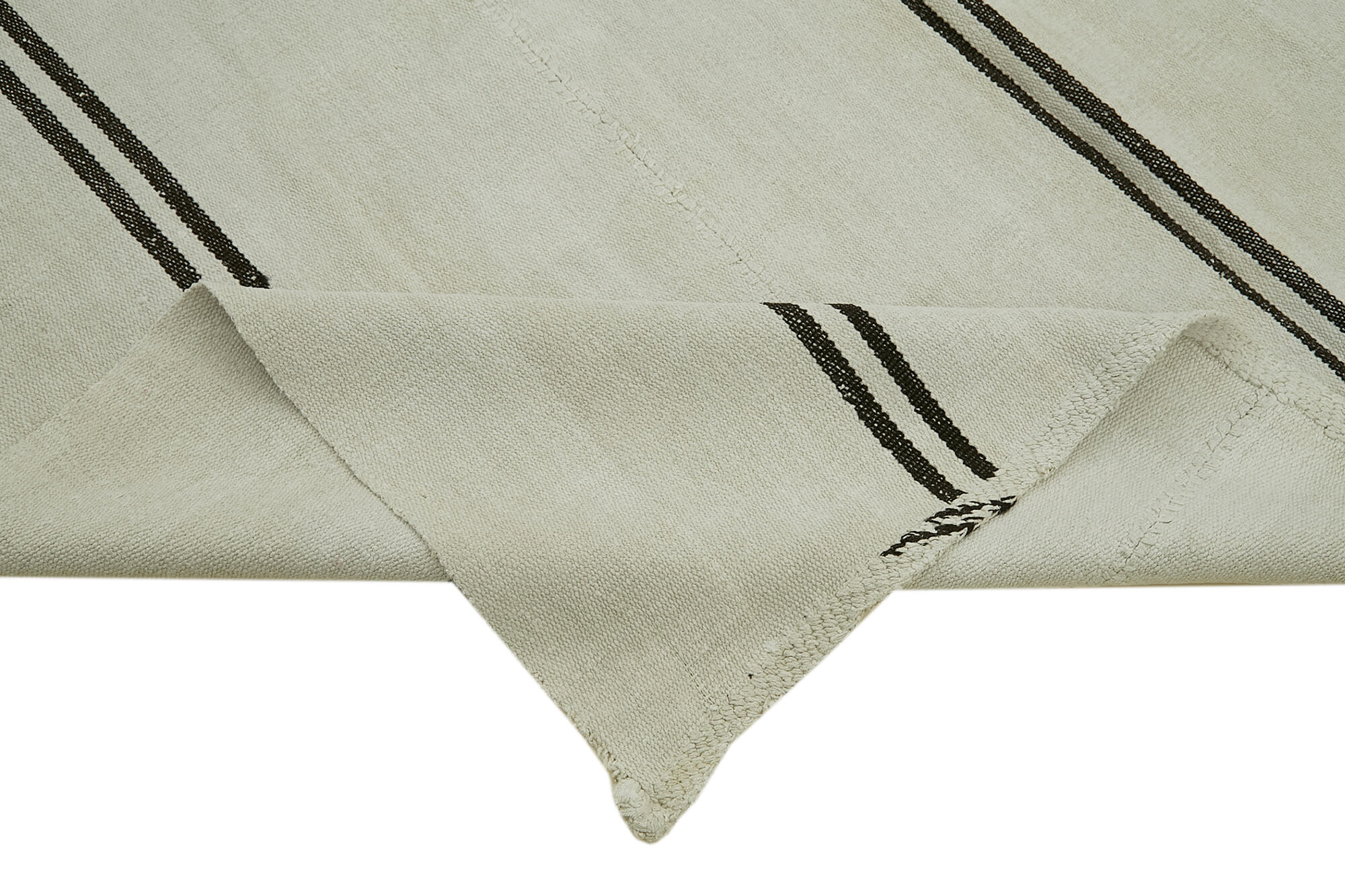 Handmade Hemp Rug – White Geometric Area Rug, Wool Cotton Blend, Eco Friendly