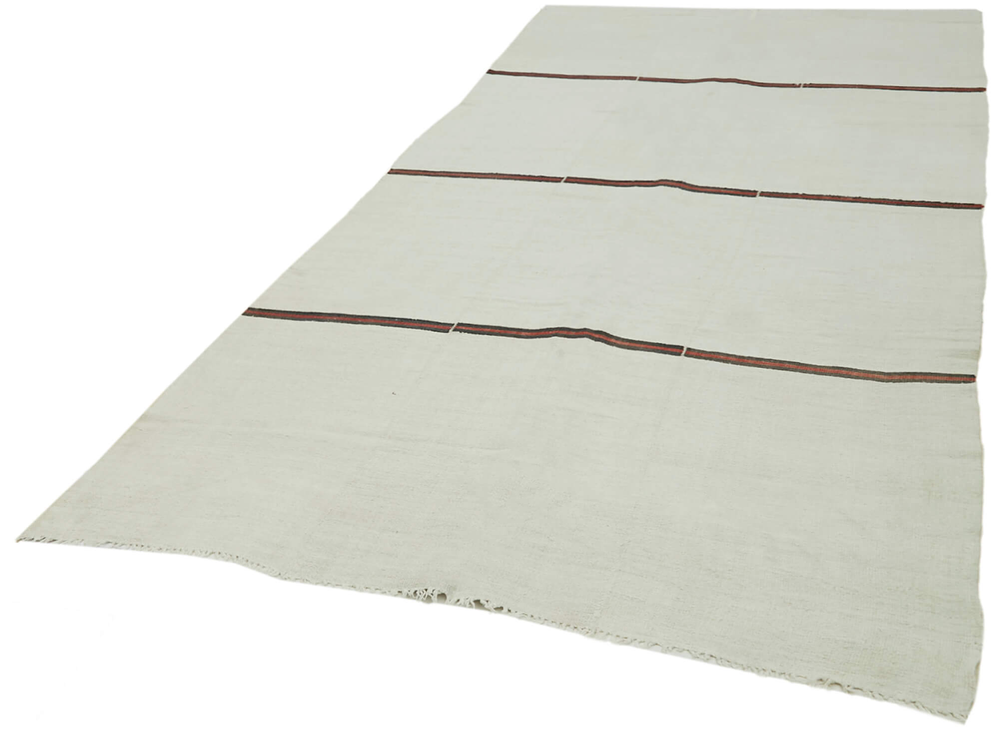 Handmade Hemp Rug Featuring Geometric Design - Vintage Turkish Carpet 5'9'' x 12'3''
