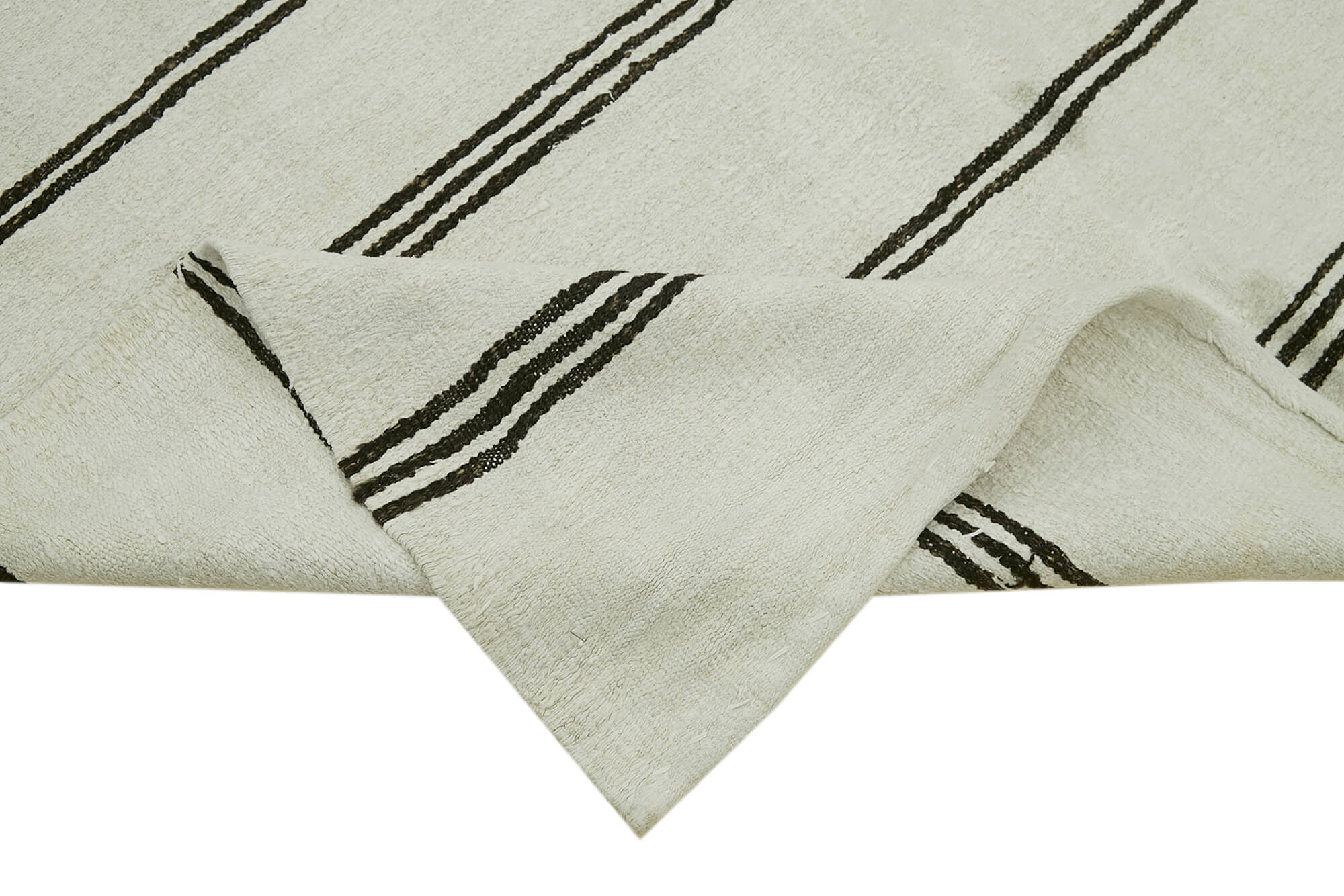 Handmade Hemp Rug – White Geometric Area Rug With Durable Cotton Base