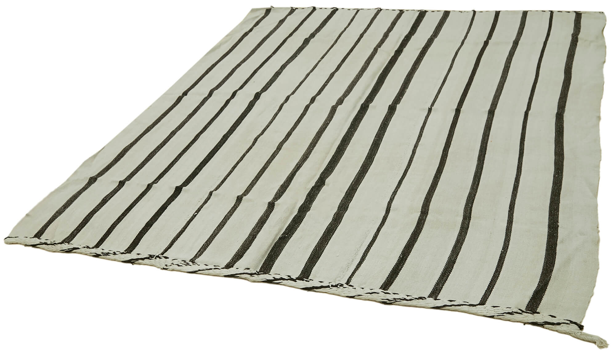 Handmade Hemp Rug – Kendir White Geometric Area Rug 6'7'' x 8'1'' Durable Cotton Blend