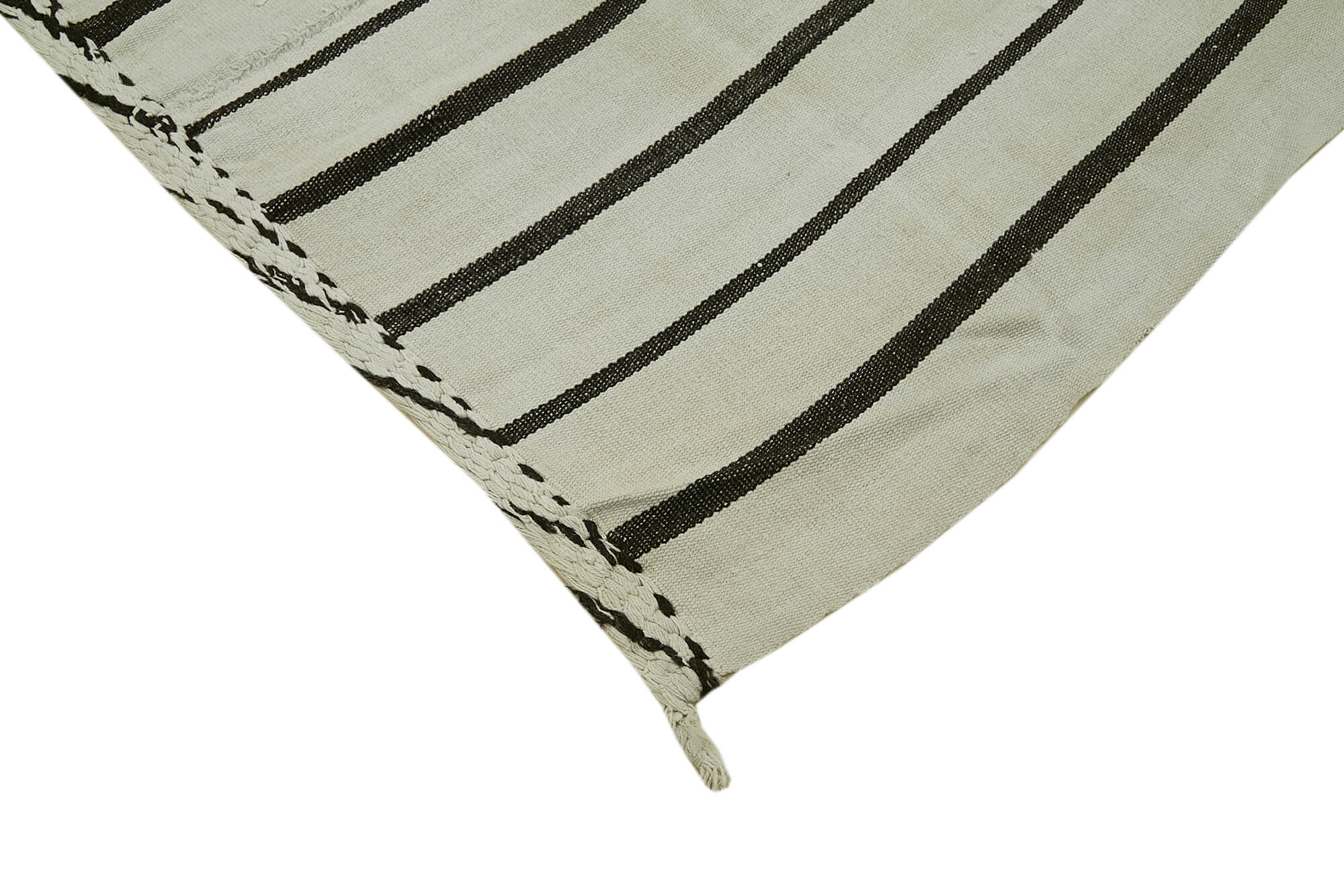 Handmade Hemp Rug – Kendir White Geometric Area Rug 6'7'' x 8'1'' Durable Cotton Blend
