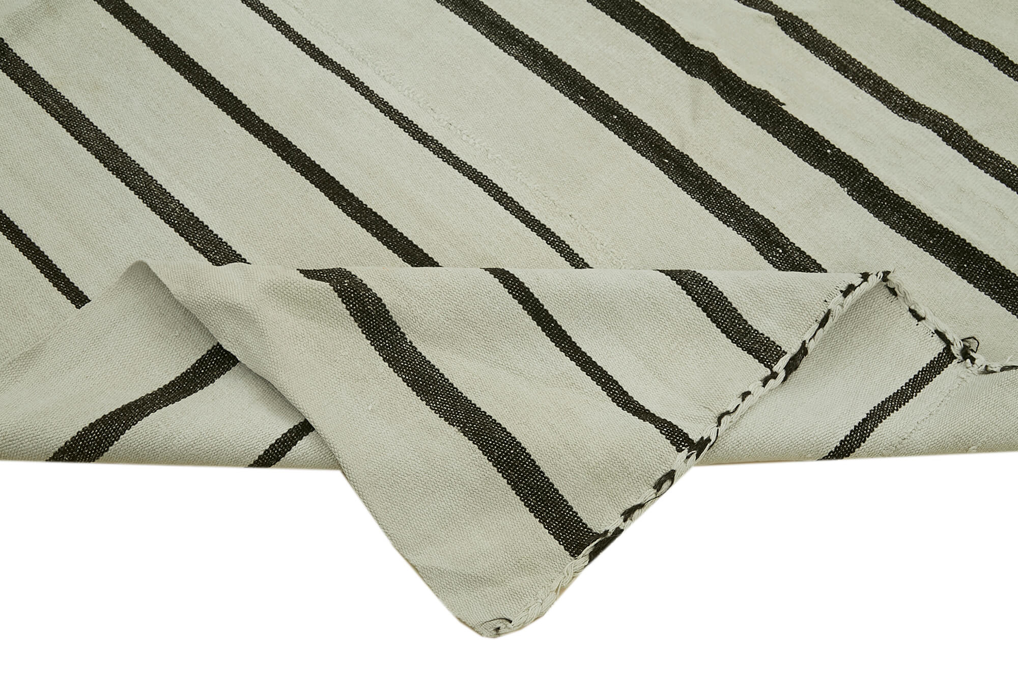 Handmade Hemp Rug – Kendir White Geometric Area Rug 6'7'' x 8'1'' Durable Cotton Blend