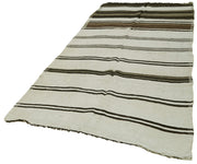 Handmade Hemp Rug | Vintage Handwoven Carpet with Turkish Wool Rug Design 5'1''x10'11''
