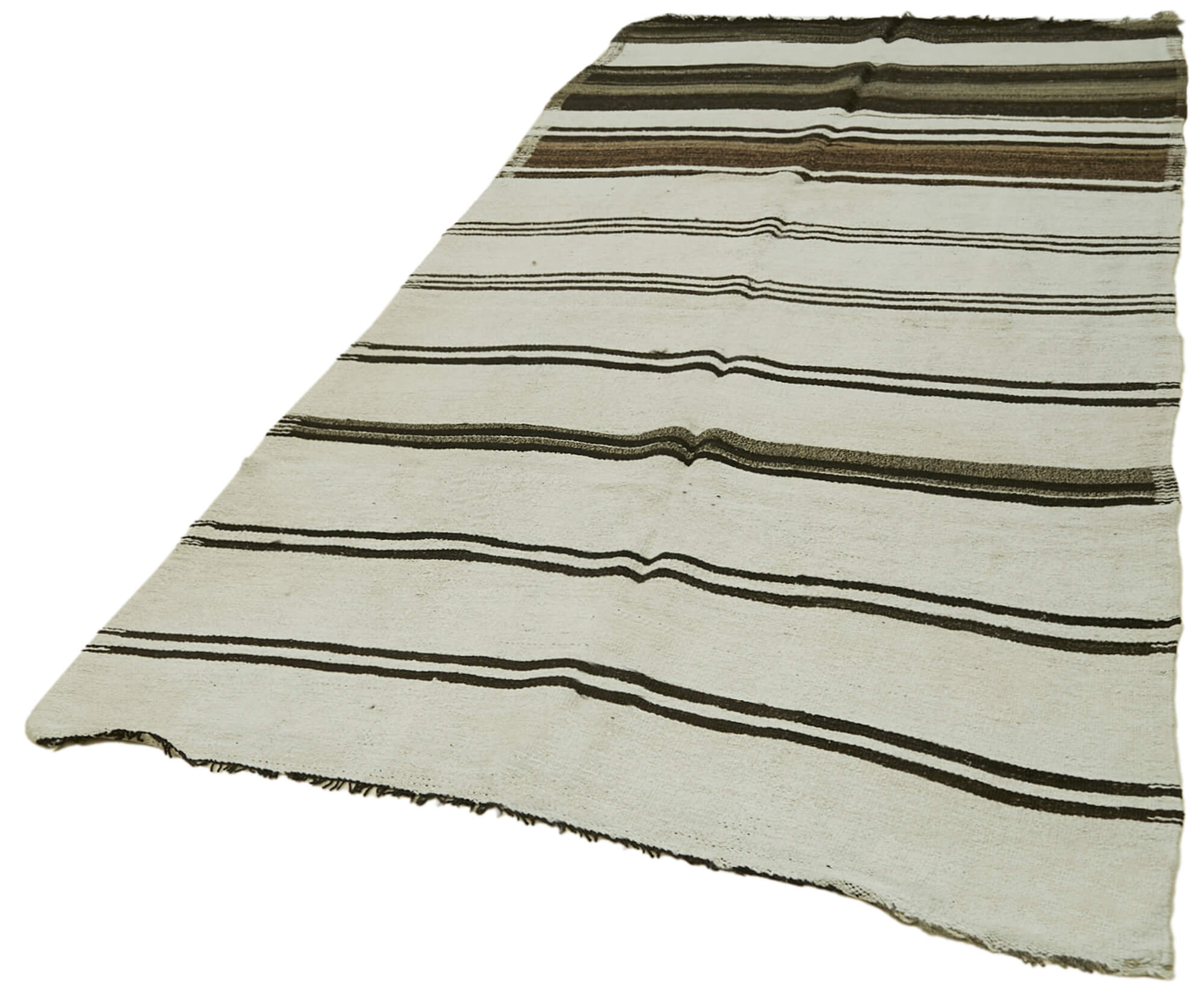 Handmade Hemp Rug | Vintage Handwoven Carpet with Turkish Wool Rug Design 5'1''x10'11''