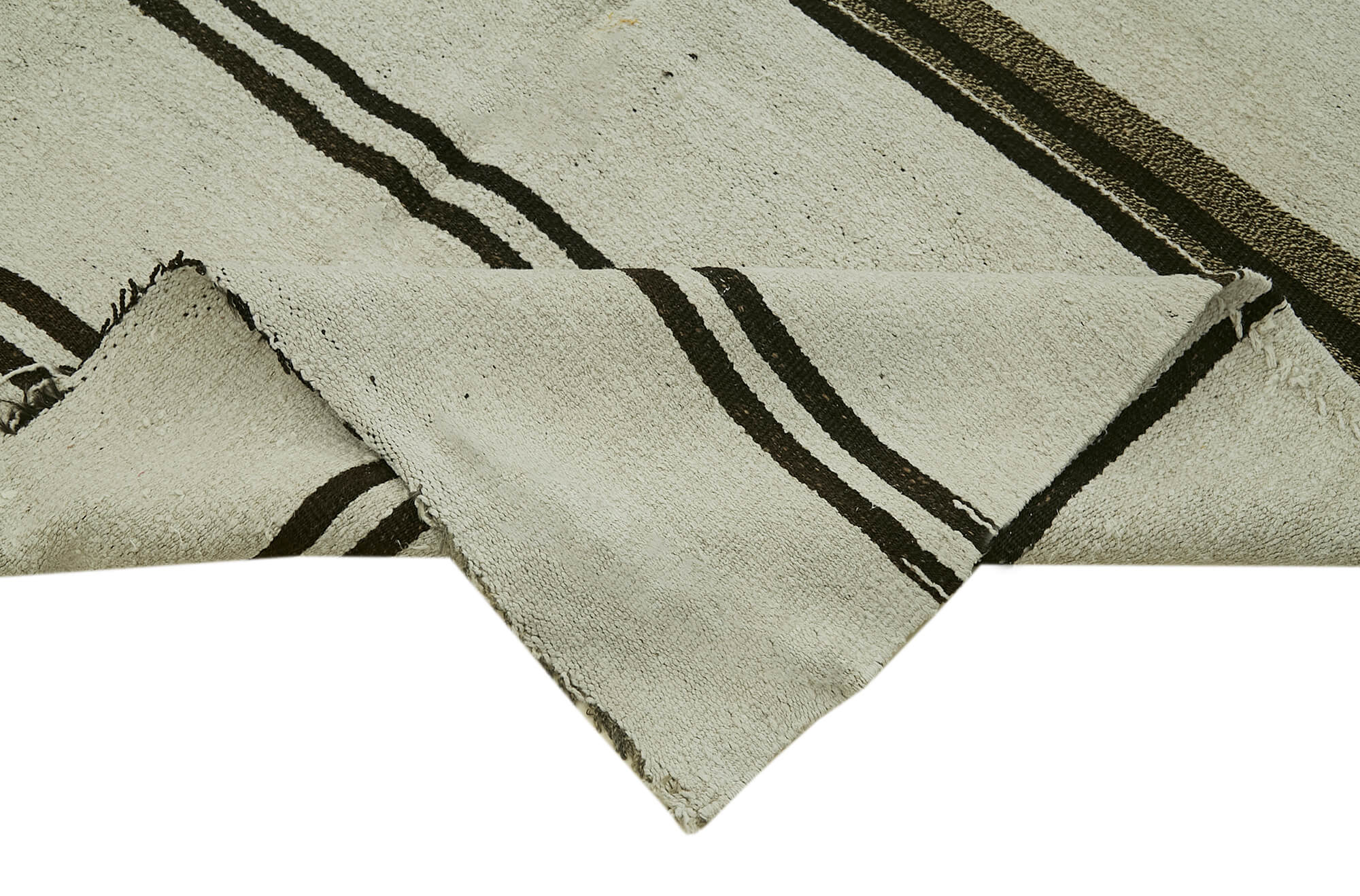 Handmade Hemp Rug | Vintage Handwoven Carpet with Turkish Wool Rug Design 5'1''x10'11''