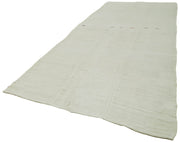 Handmade Hemp Rug - White Geometric Area Rug With Turkish Wool Carpet Base