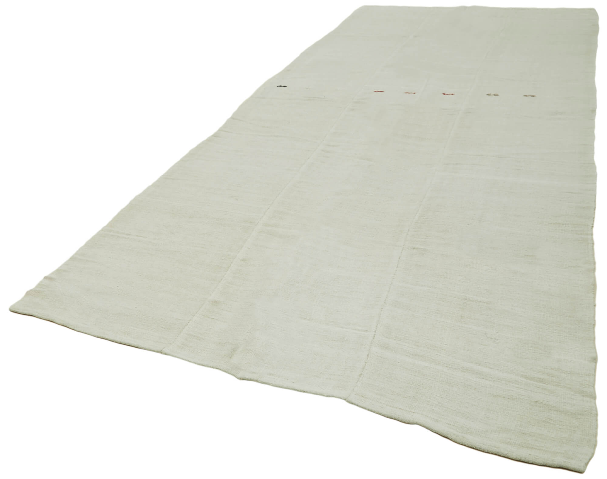Handmade Hemp Rug - White Geometric Area Rug With Turkish Wool Carpet Base