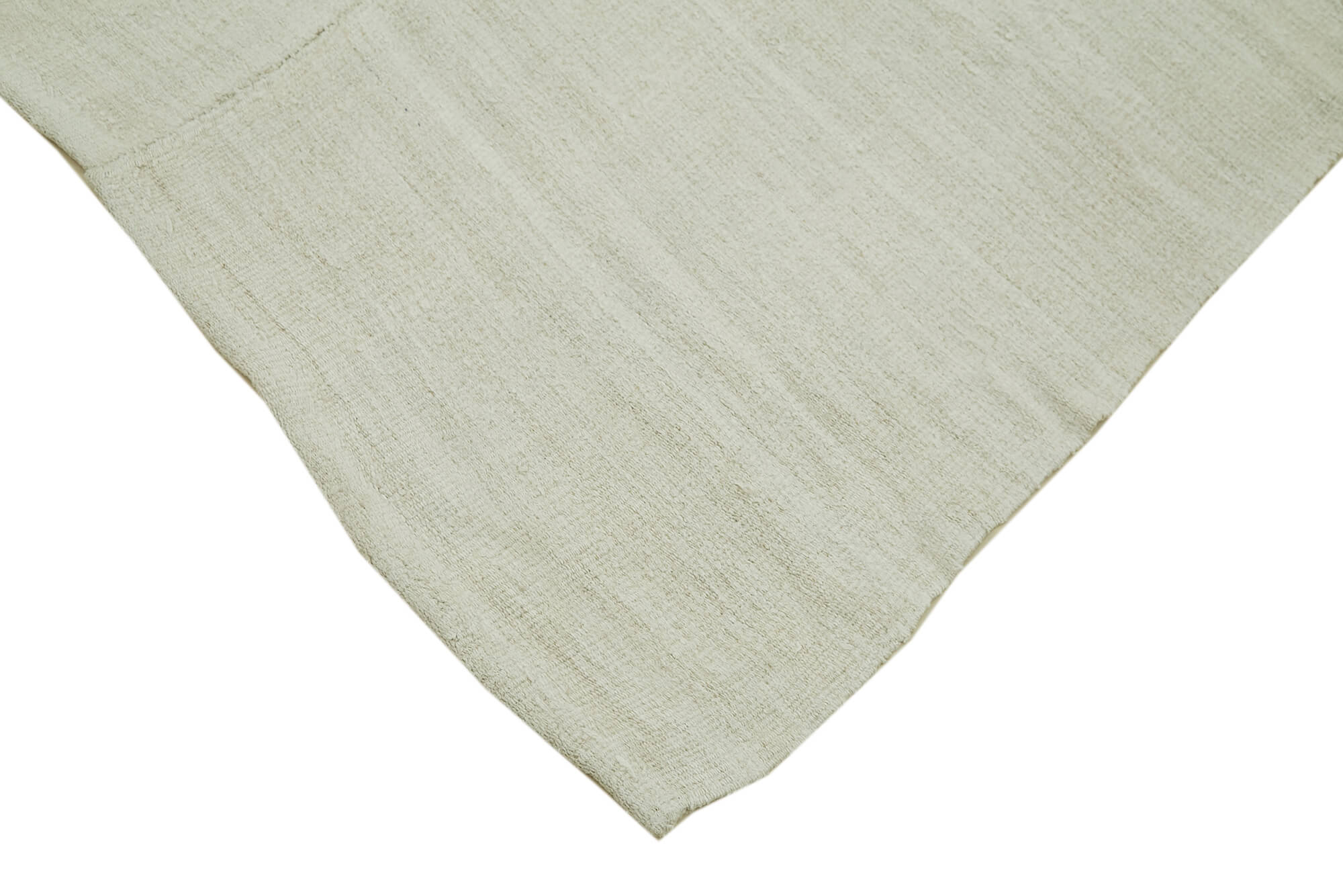 Handmade Hemp Rug - White Geometric Area Rug With Turkish Wool Carpet Base