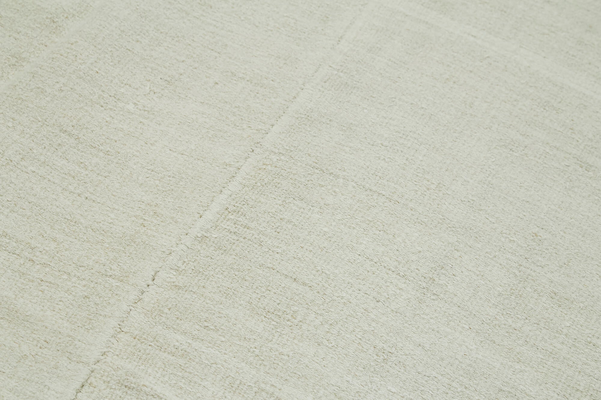 Handmade Hemp Rug - White Geometric Area Rug With Turkish Wool Carpet Base