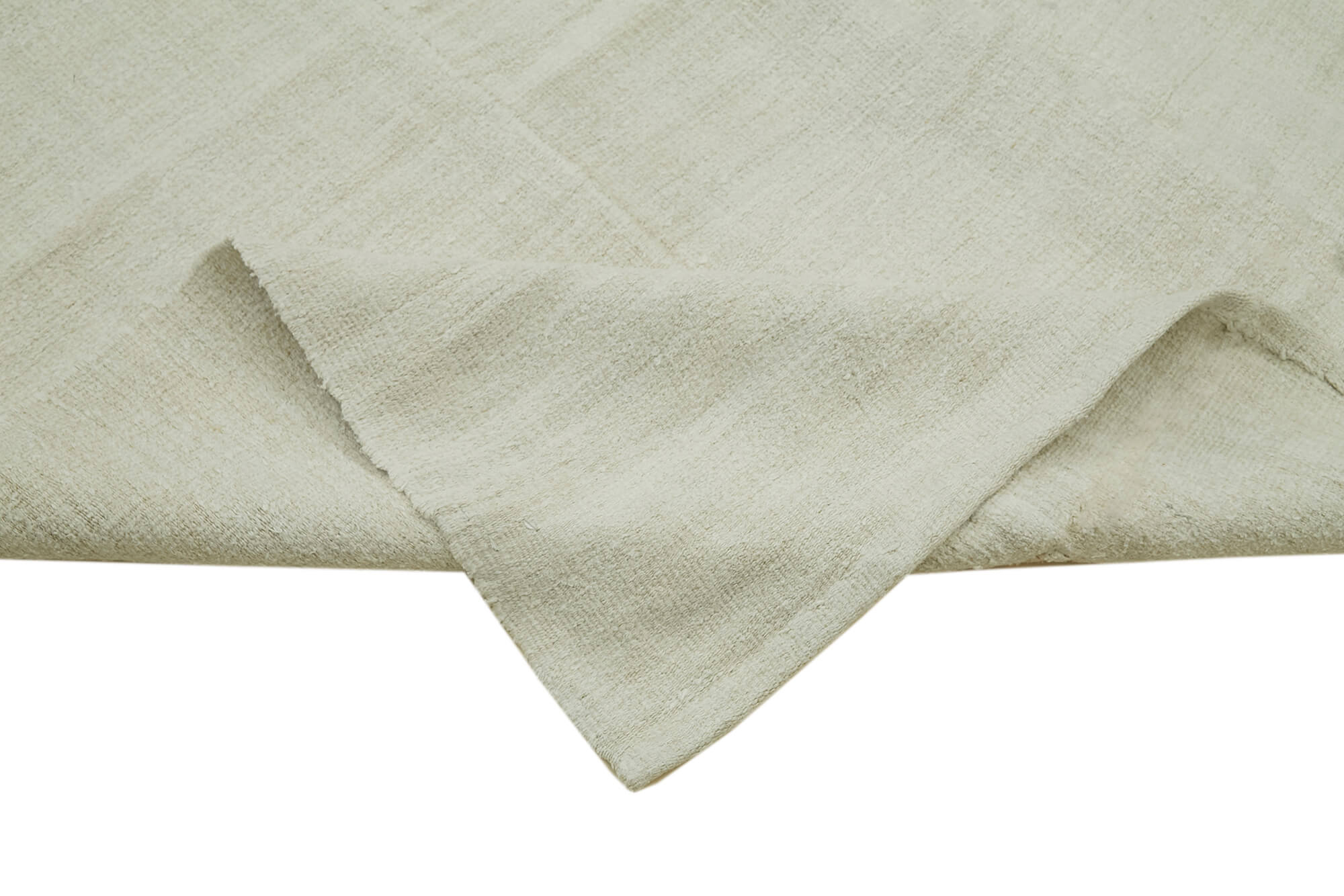 Handmade Hemp Rug - White Geometric Area Rug With Turkish Wool Carpet Base