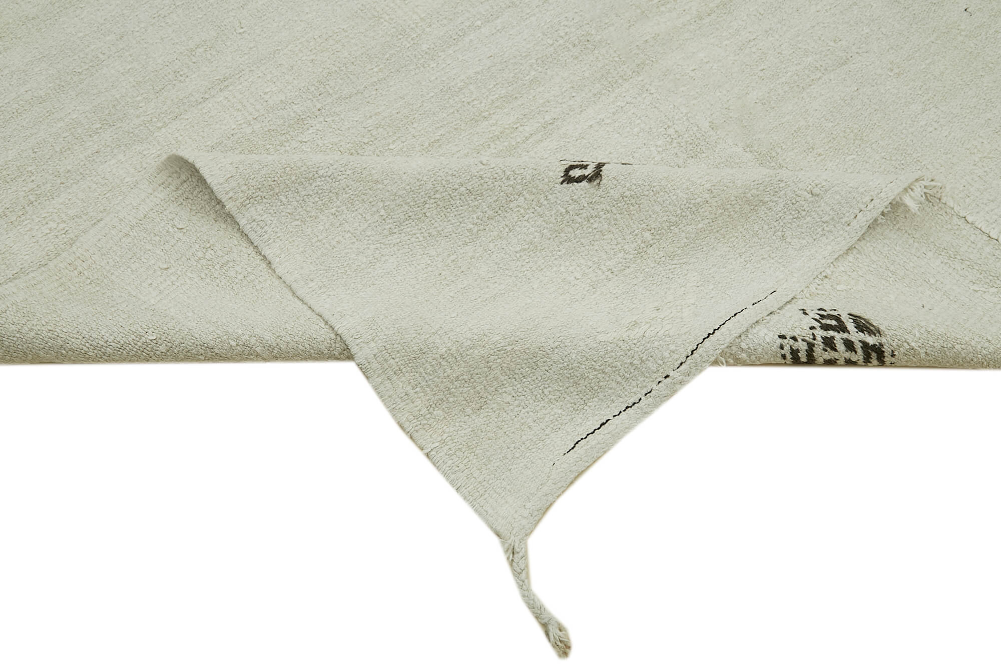 Handmade Hemp Rug – White Geometric Area Rug With Turkish Wool & Cotton Blend