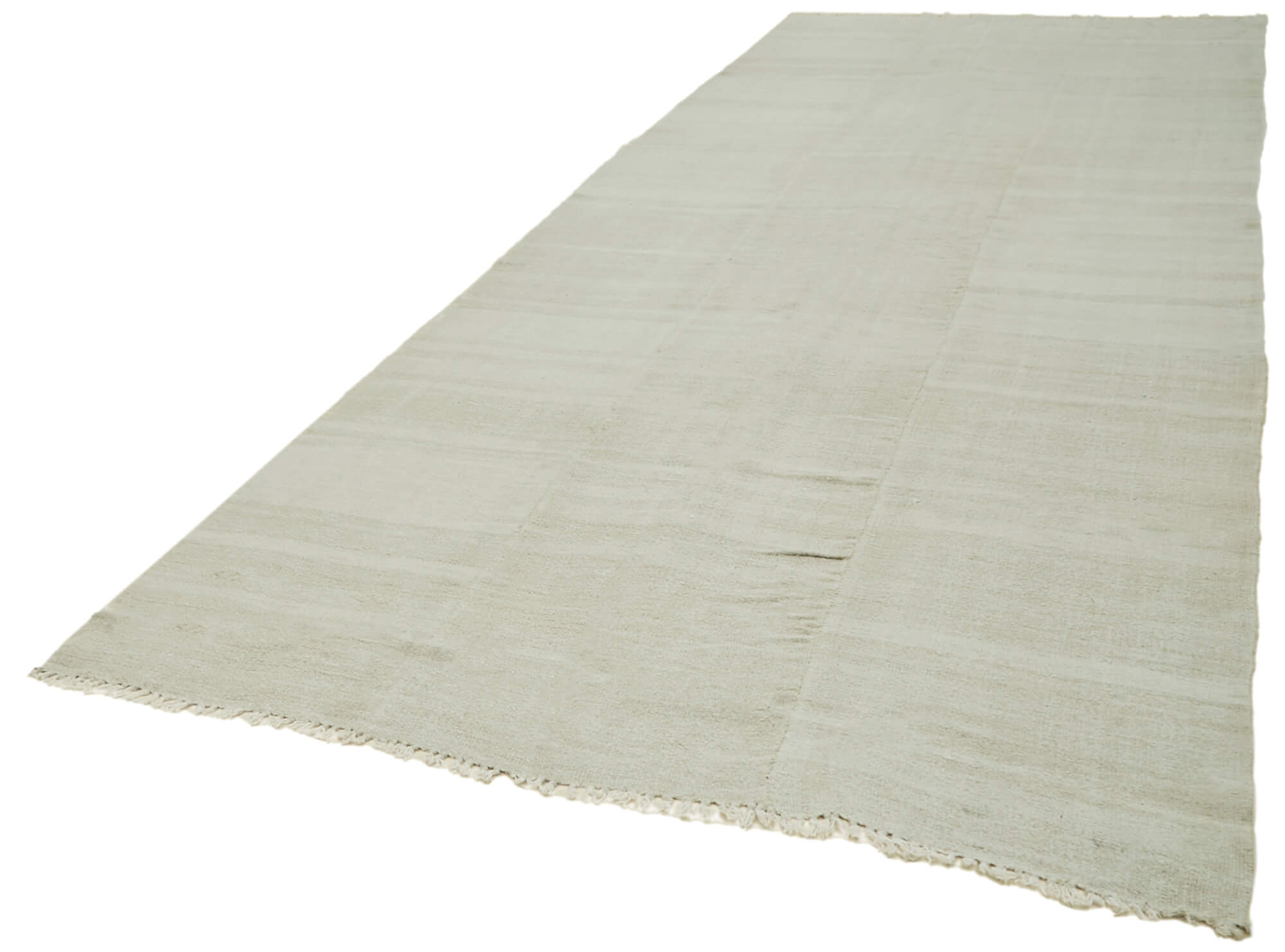 Handmade Hemp Rug – Kendir White Geometric Area Floor Covering 6'2''x15'0''