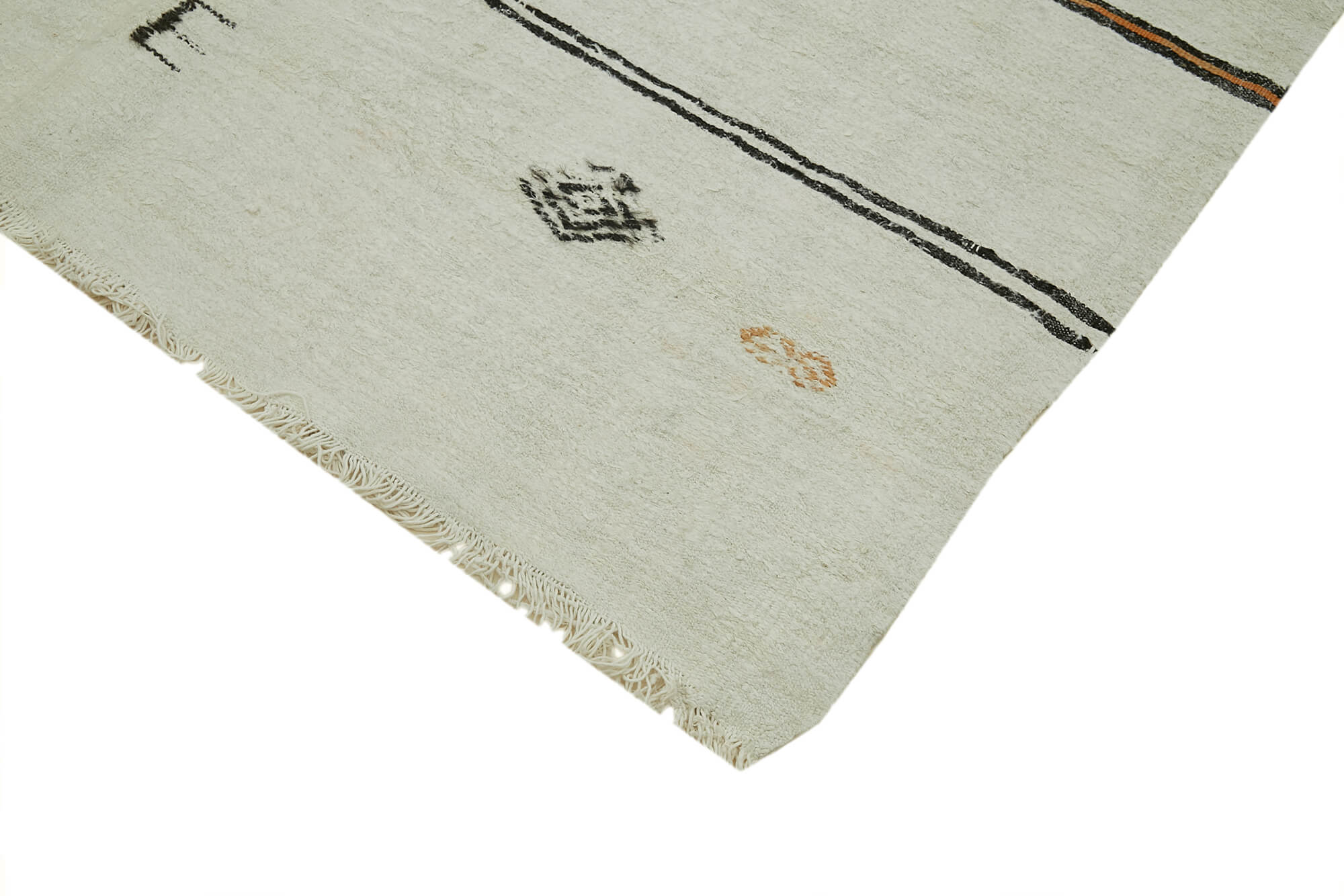 Handmade Hemp Rug | Kendir White Geometric Natural Fiber Rug 5x12 by Agacan
