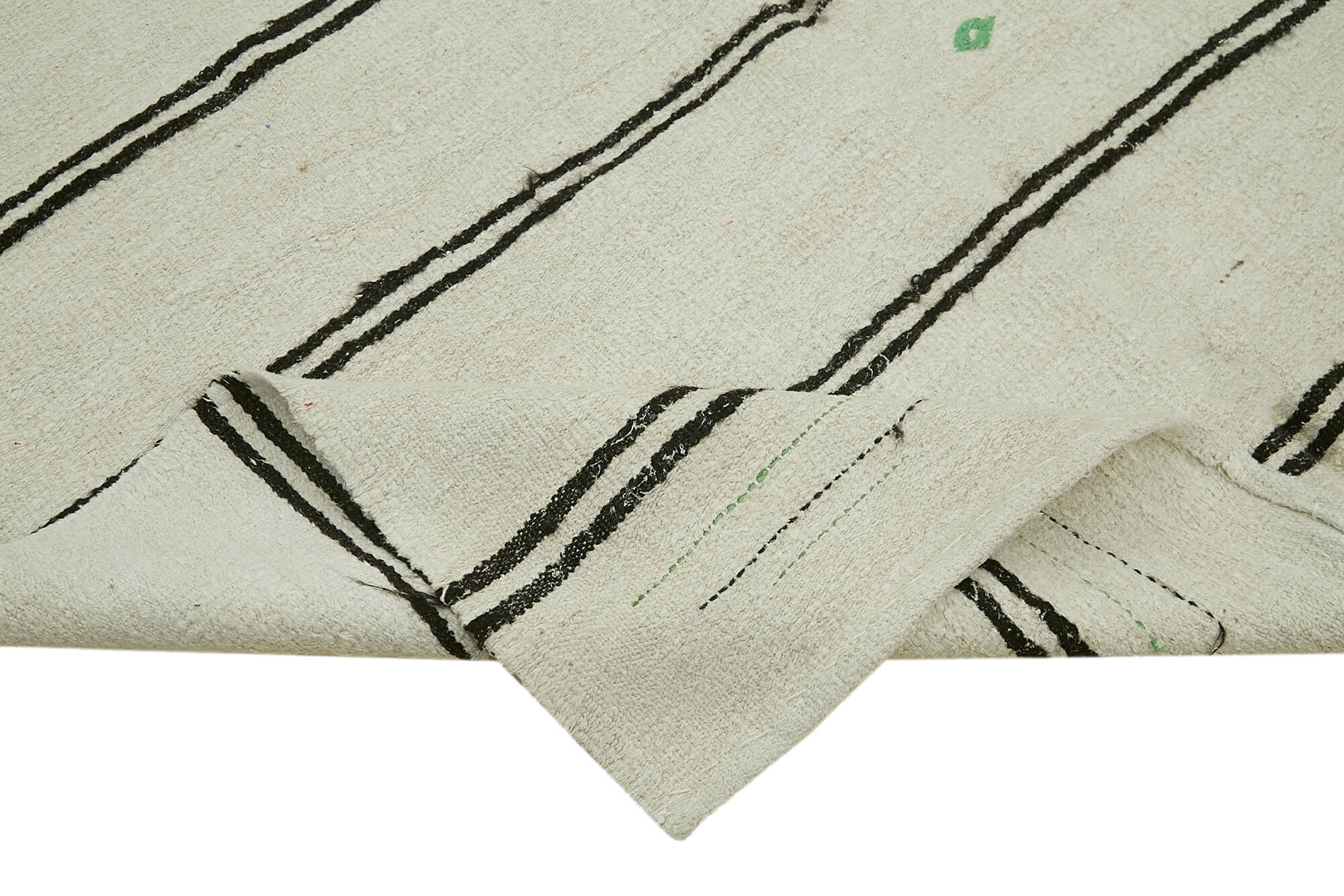 Handmade Hemp Rug – Kendir White Geometric Area Rug 5'11'' x 10'11'' Durable Soft Texture