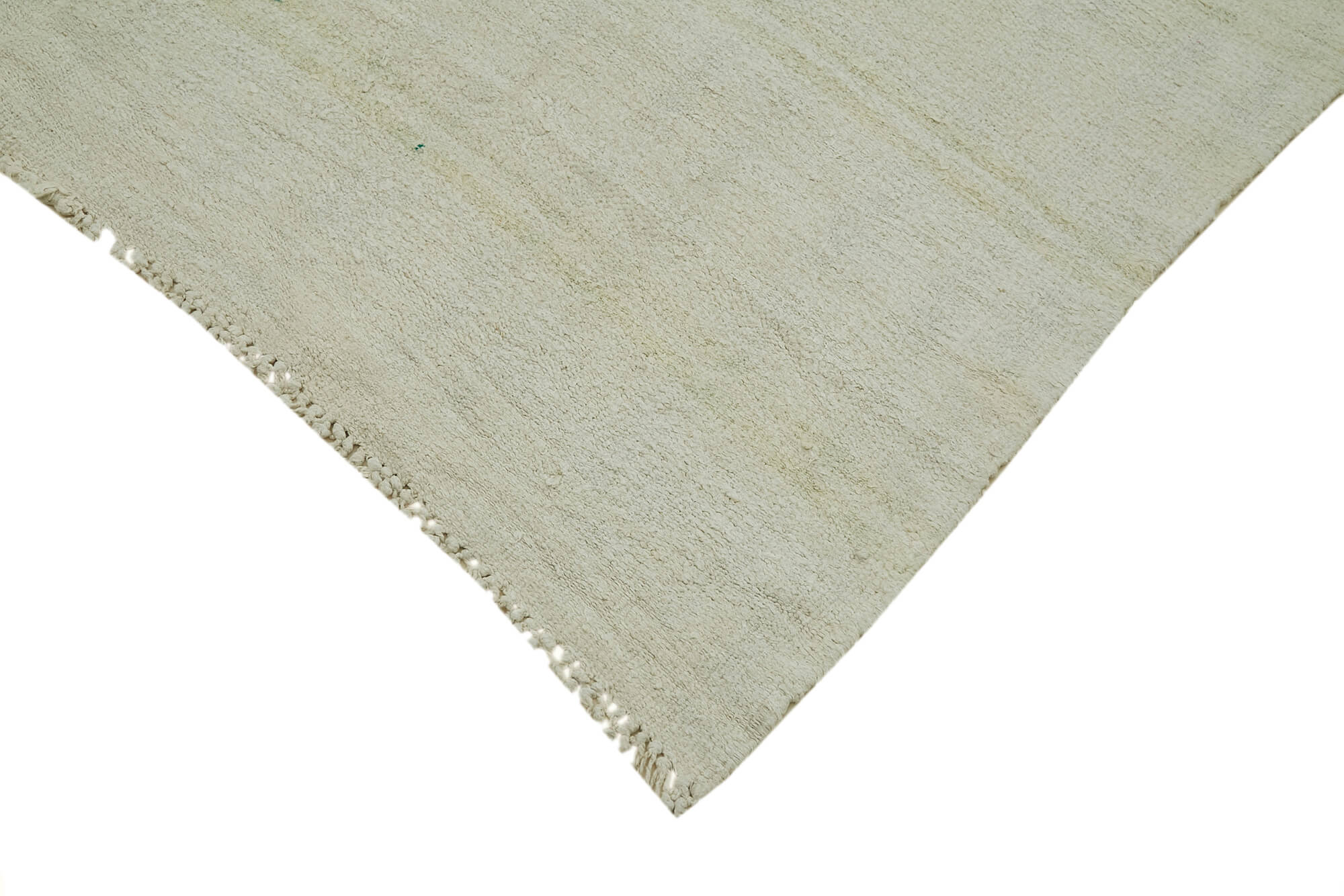 Handmade Hemp Rug - Kendir White Geometric Area Rug 6'1'' x 12'11'' with Wool Cotton Blend