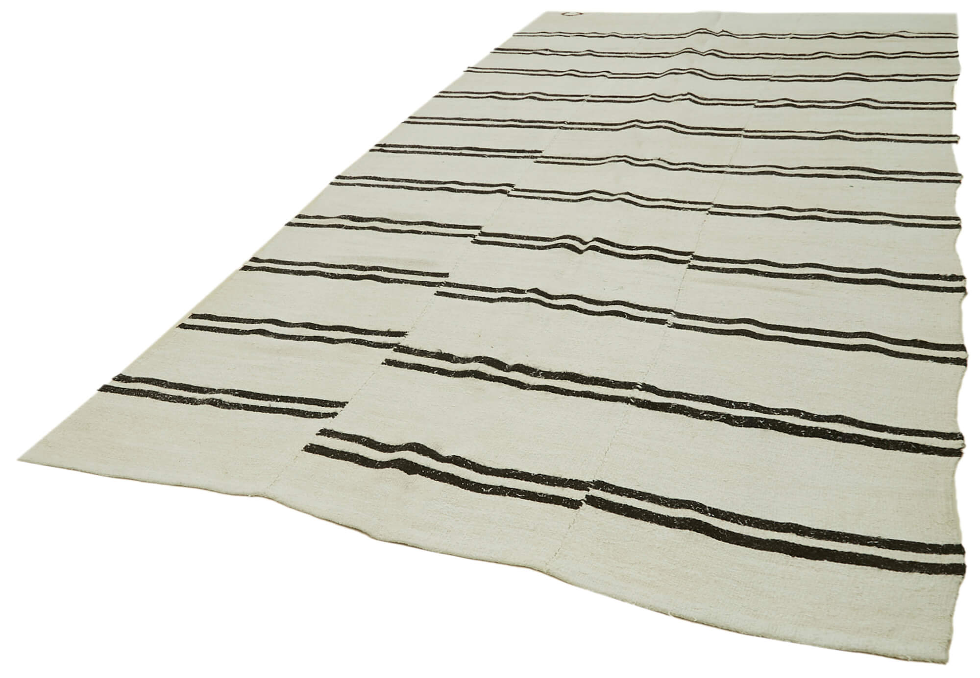 Handmade Hemp Rug – Beige Geometric Area Rug | Vintage Turkish Carpet 6'5''x12'8''