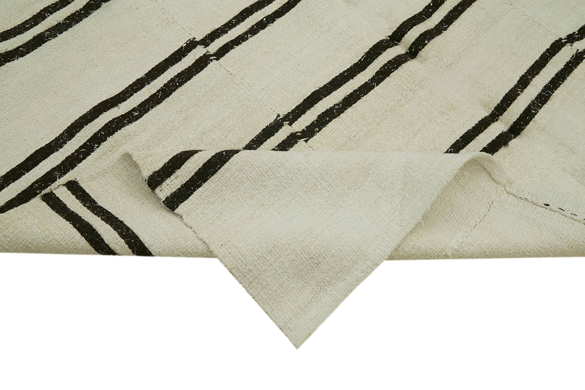 Handmade Hemp Rug – Beige Geometric Area Rug | Vintage Turkish Carpet 6'5''x12'8''