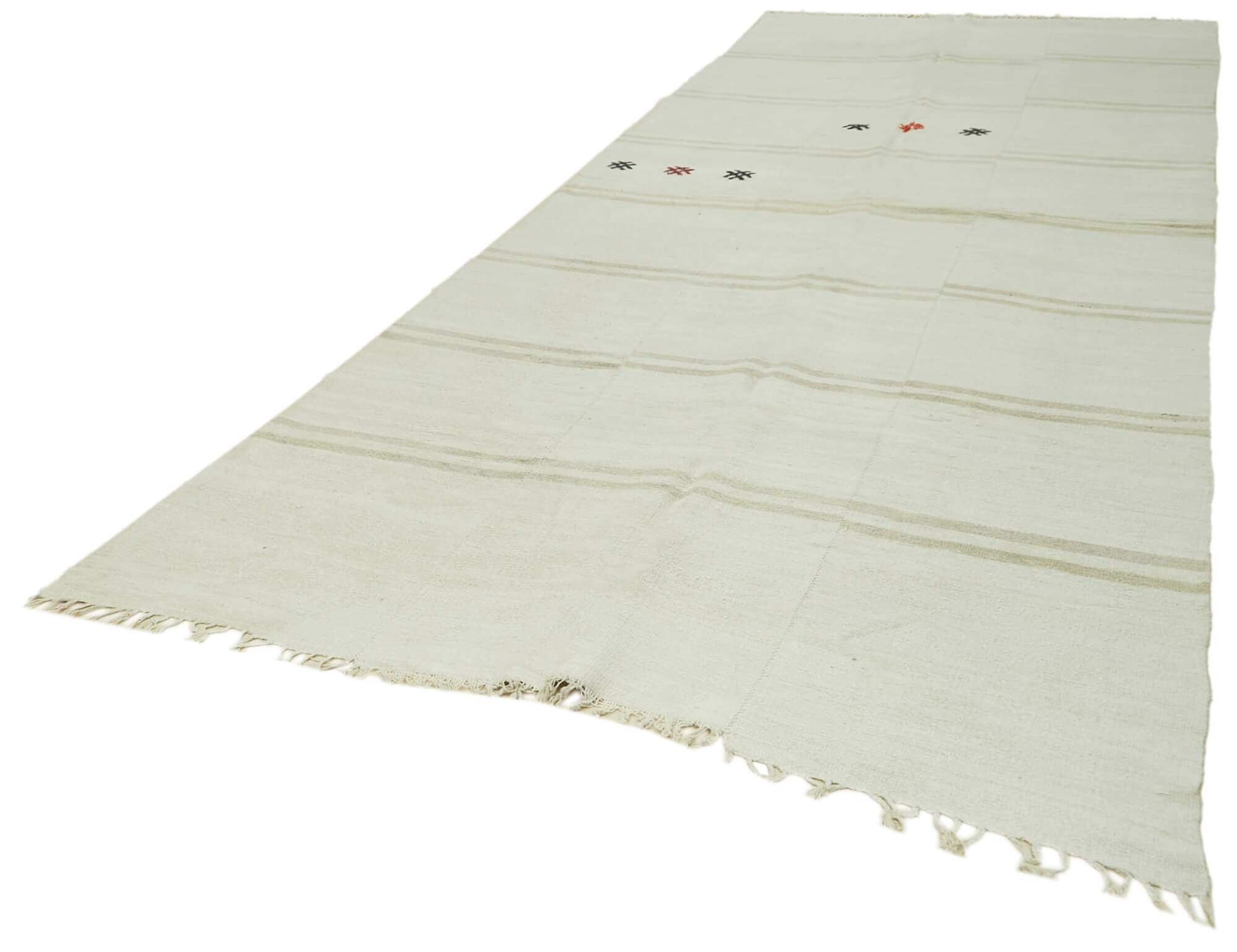 Handmade Hemp Rug – White Geometric Area Rug | Durable Natural Fiber Carpet