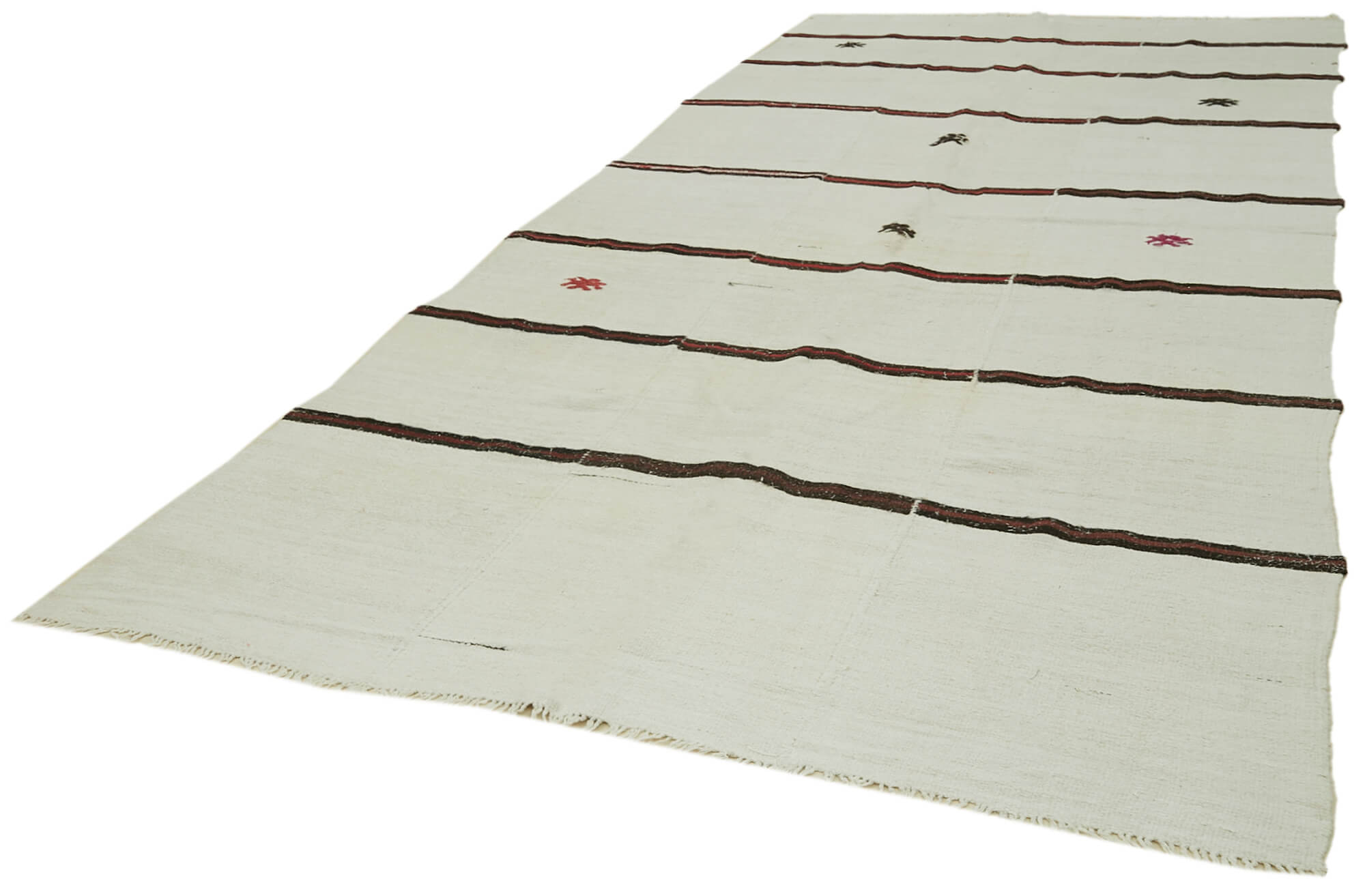 Handmade Hemp Rug - White Geometric Area Rug | Durable Wool Cotton Blend Carpet