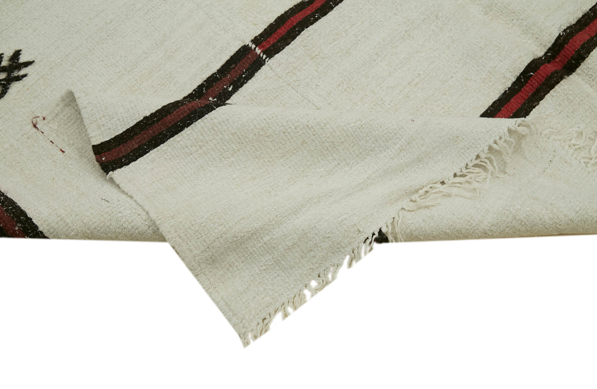 Handmade Hemp Rug - White Geometric Area Rug | Durable Wool Cotton Blend Carpet