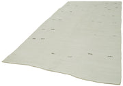 Handmade Hemp Rug – Kendir White Geometric Area Rug 6'2''x11'10'' Soft Texture Carpet