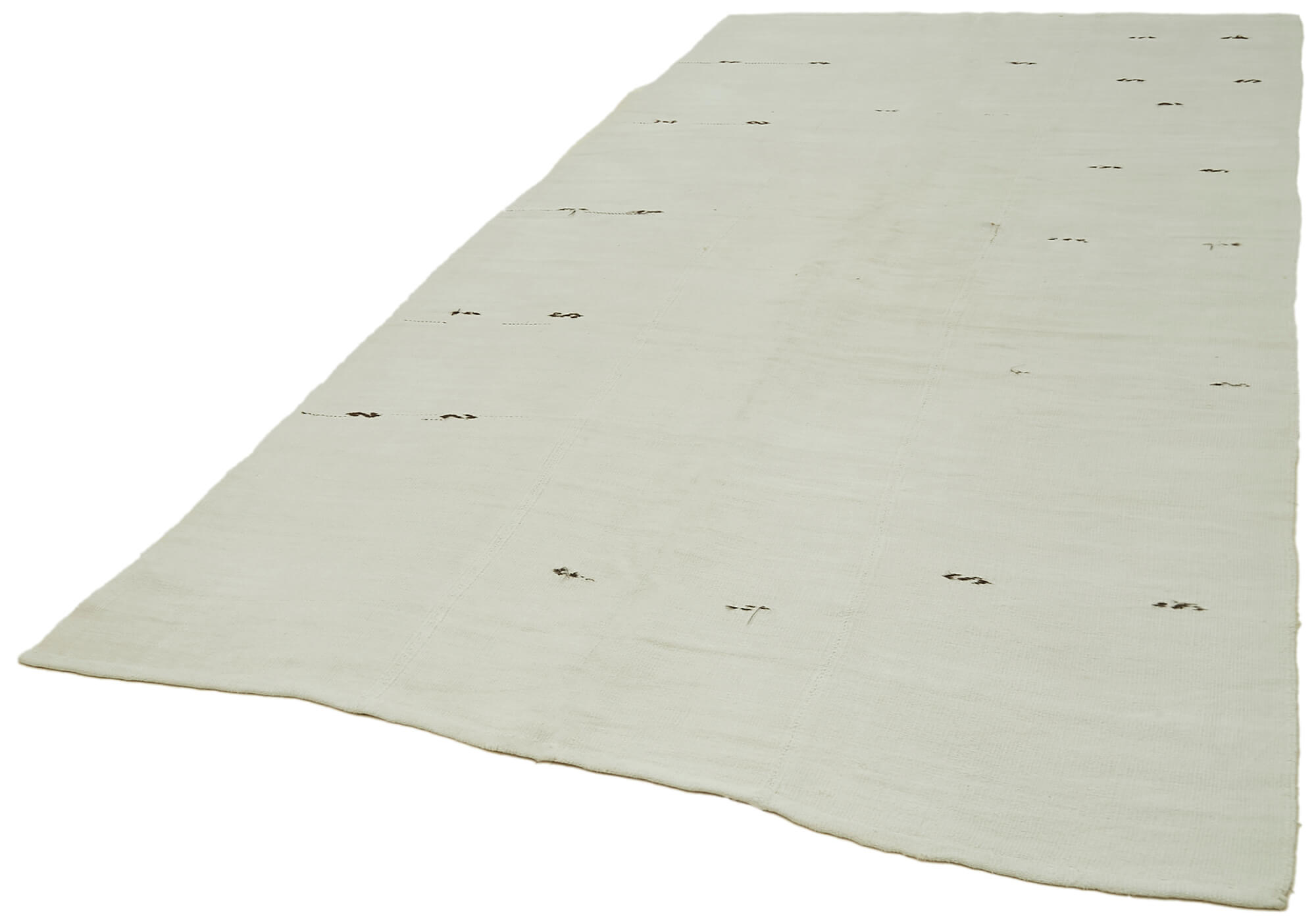 Handmade Hemp Rug – Kendir White Geometric Area Rug 6'2''x11'10'' Soft Texture Carpet