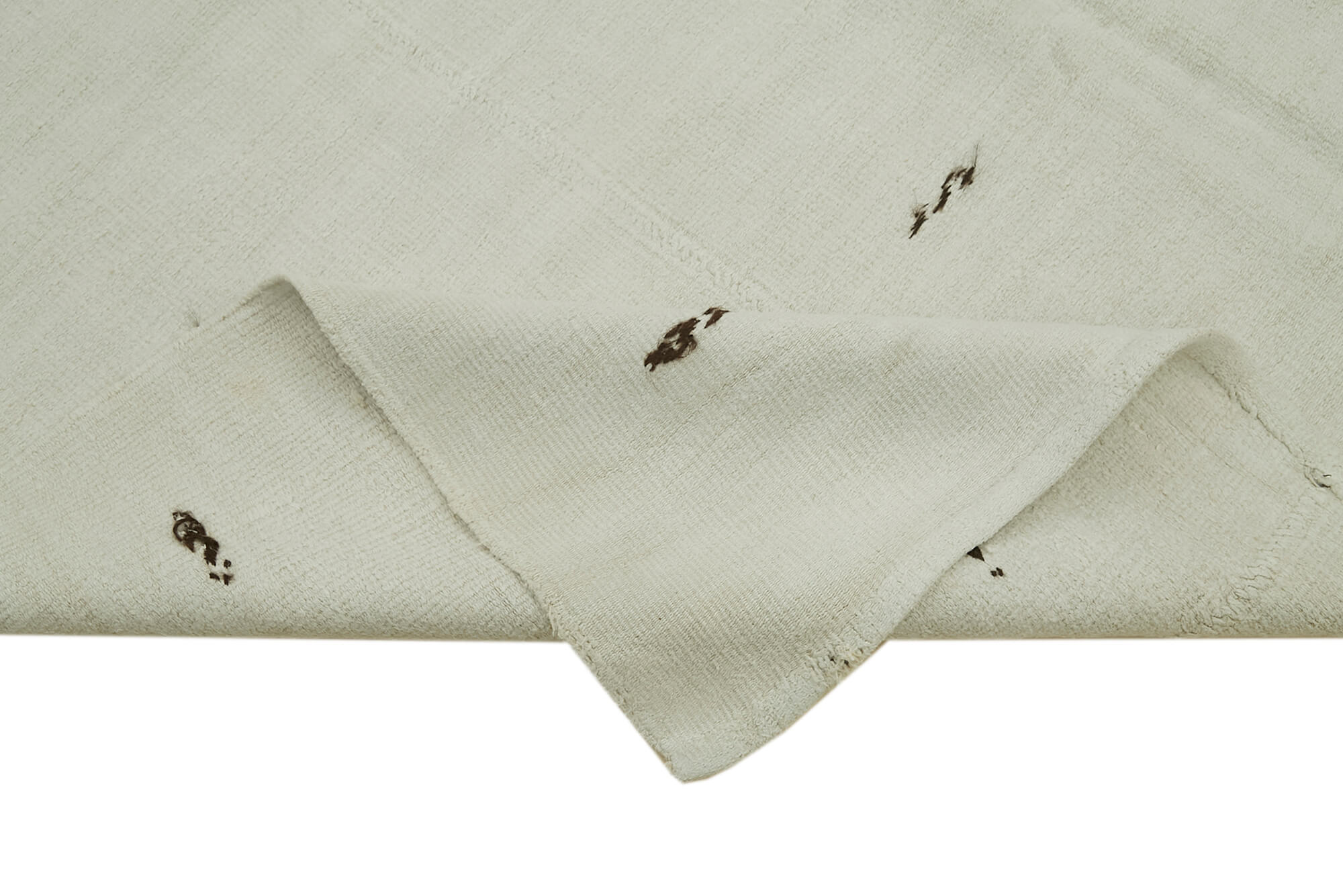 Handmade Hemp Rug – Kendir White Geometric Area Rug 6'2''x11'10'' Soft Texture Carpet