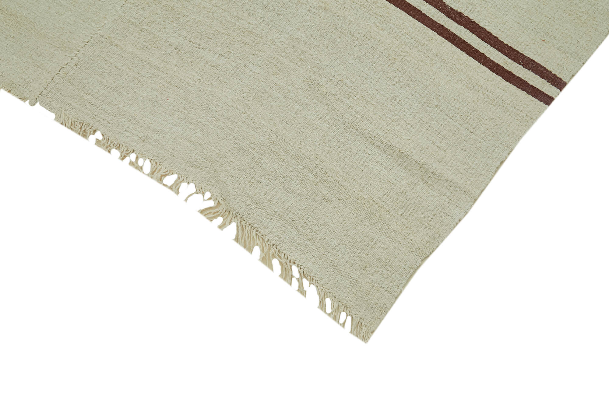 Handmade Hemp Rug – Kendir Beige Geometric Area Rug 6'9'' x 13'5'' with Organic Cotton Weave