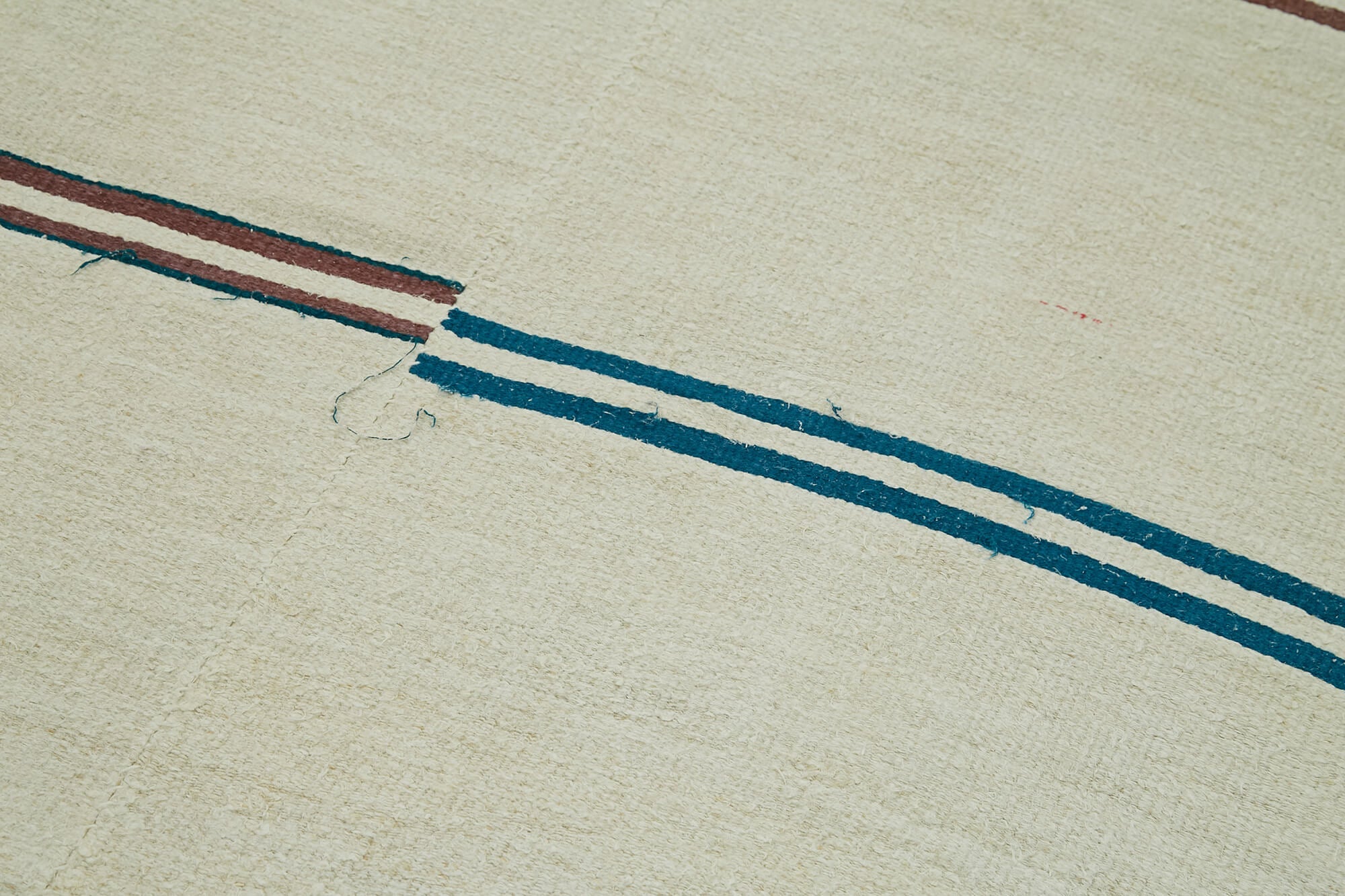 Handmade Hemp Rug – Kendir Beige Geometric Area Rug 6'9'' x 13'5'' with Organic Cotton Weave