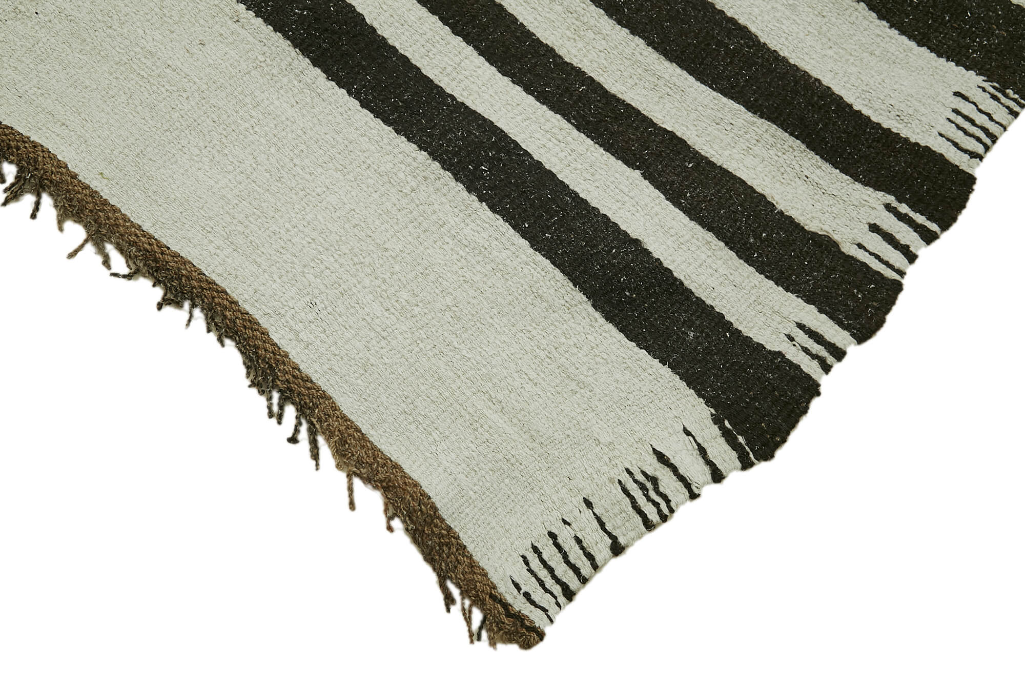 Handmade Hemp Rug – Kendir White Geometric Area Rug 6'11''x13'5'' | Natural Fiber