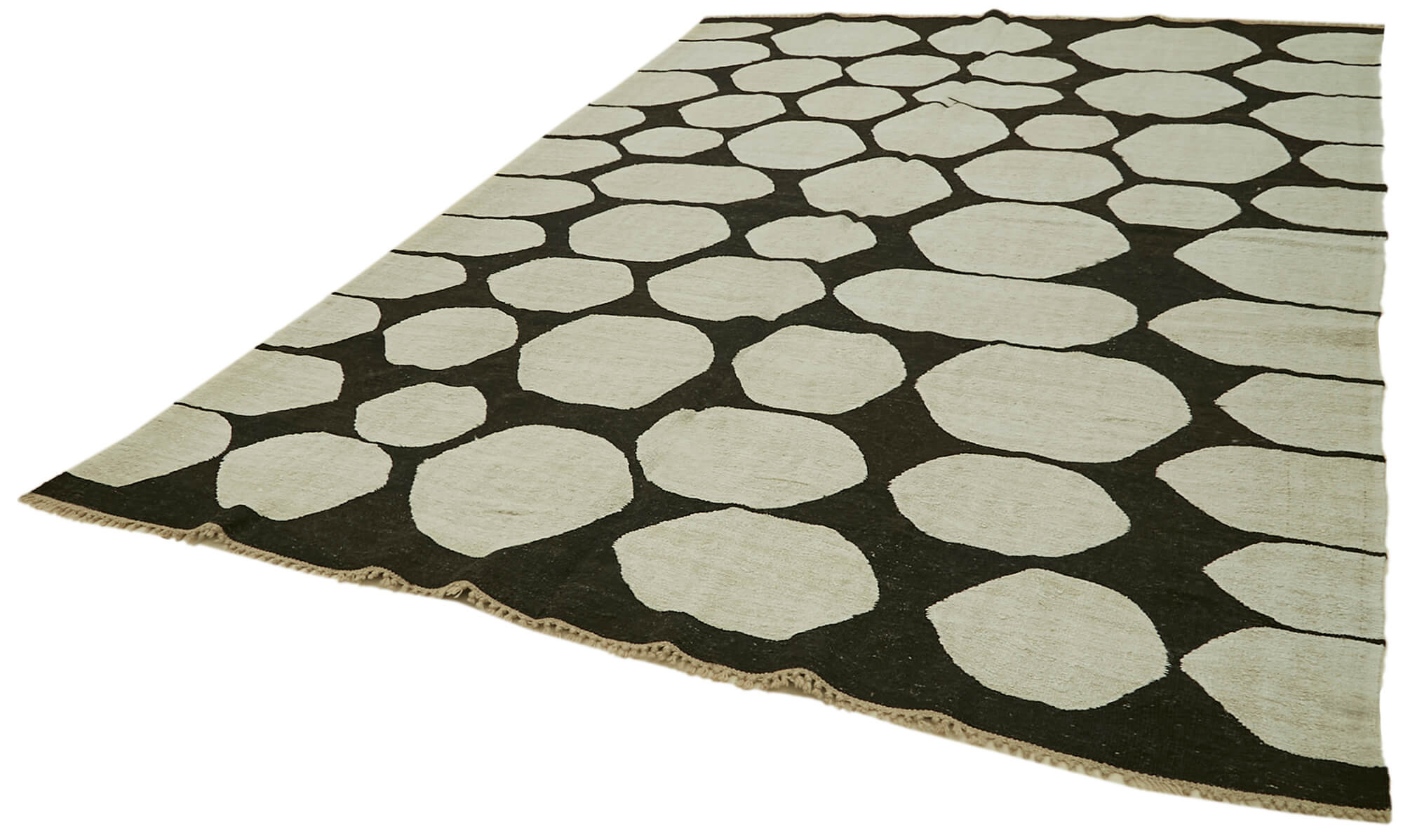 Handmade Hemp Rug – White Geometric Area Rug | Durable Wool Cotton Blend